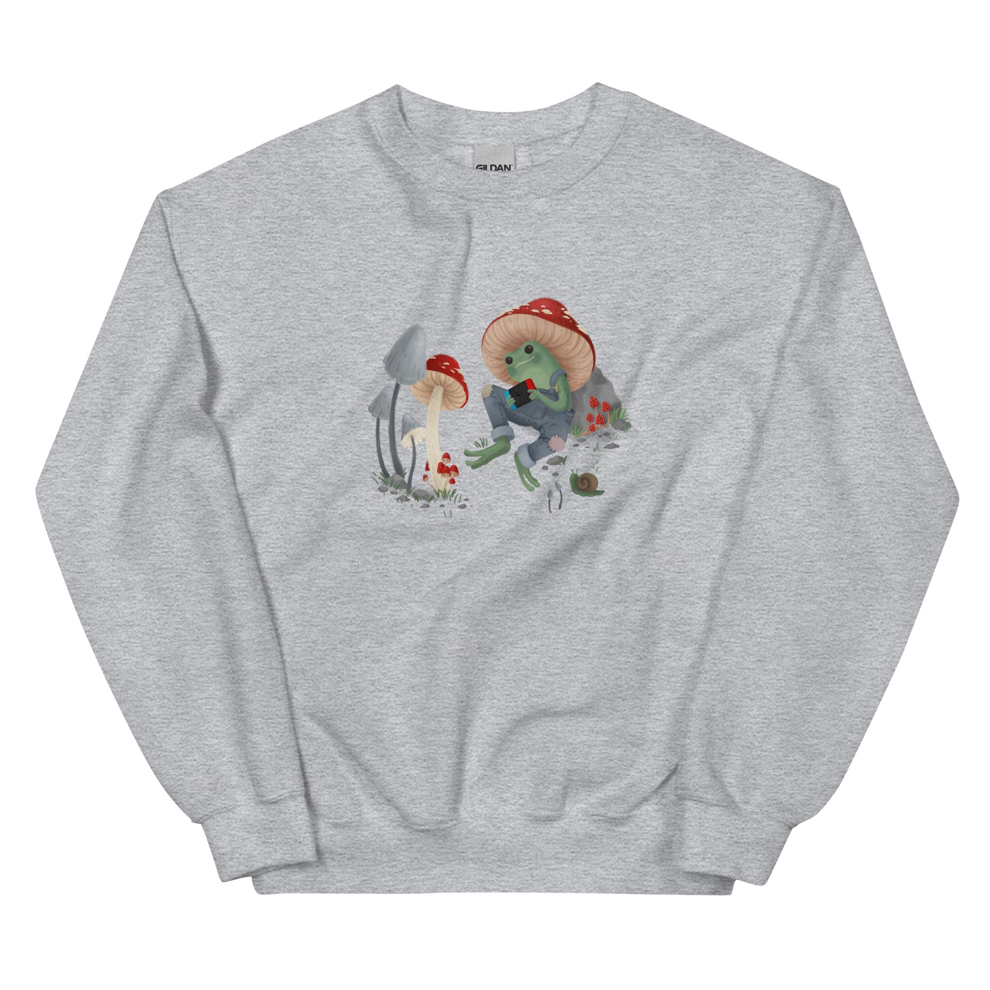 Cottagecore Frog | Unisex Sweatshirt | Cozy Gamer Threads and Thistles Inventory Sport Grey S 