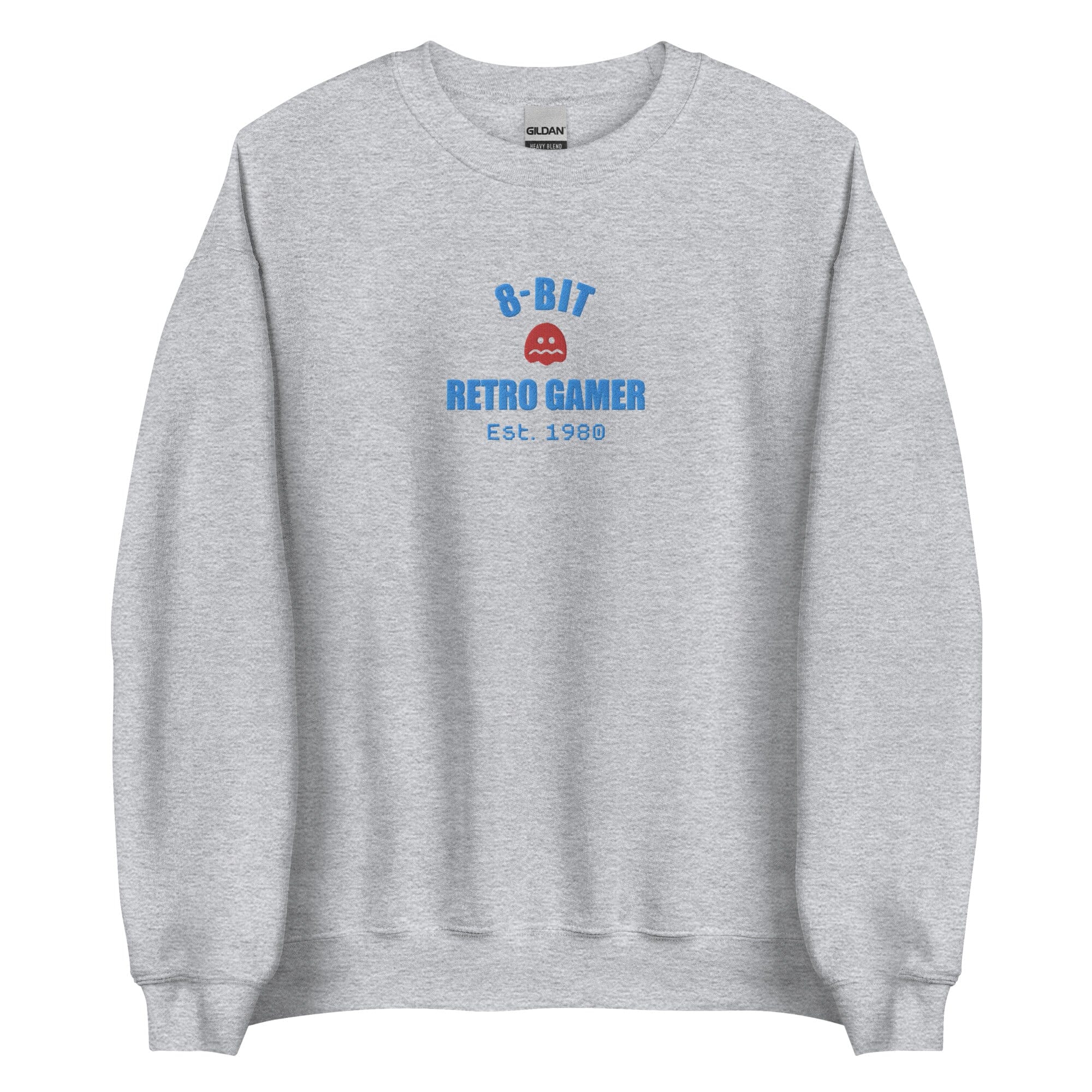 8-Bit Retro Gamer | Embroidered Unisex Sweatshirt | Retro Gaming Threads & Thistles Inventory Sport Grey S
