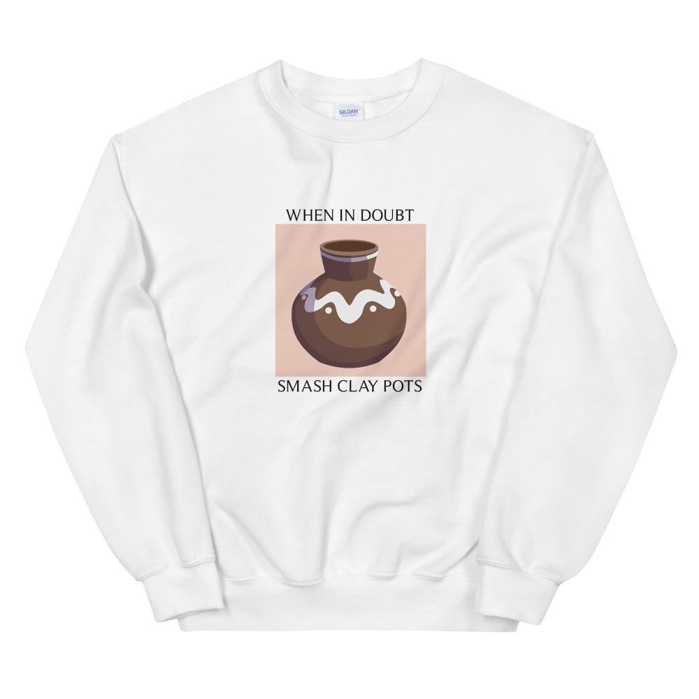 Smash Clay Pots | Unisex Sweatshirt | The Legend of Zelda Threads and Thistles Inventory White S