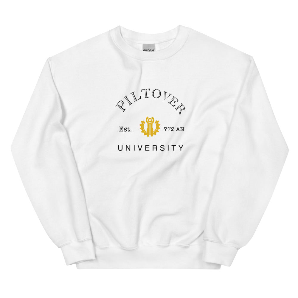 Piltover University | Unisex Sweatshirt | League of Legends Threads and Thistles Inventory White S