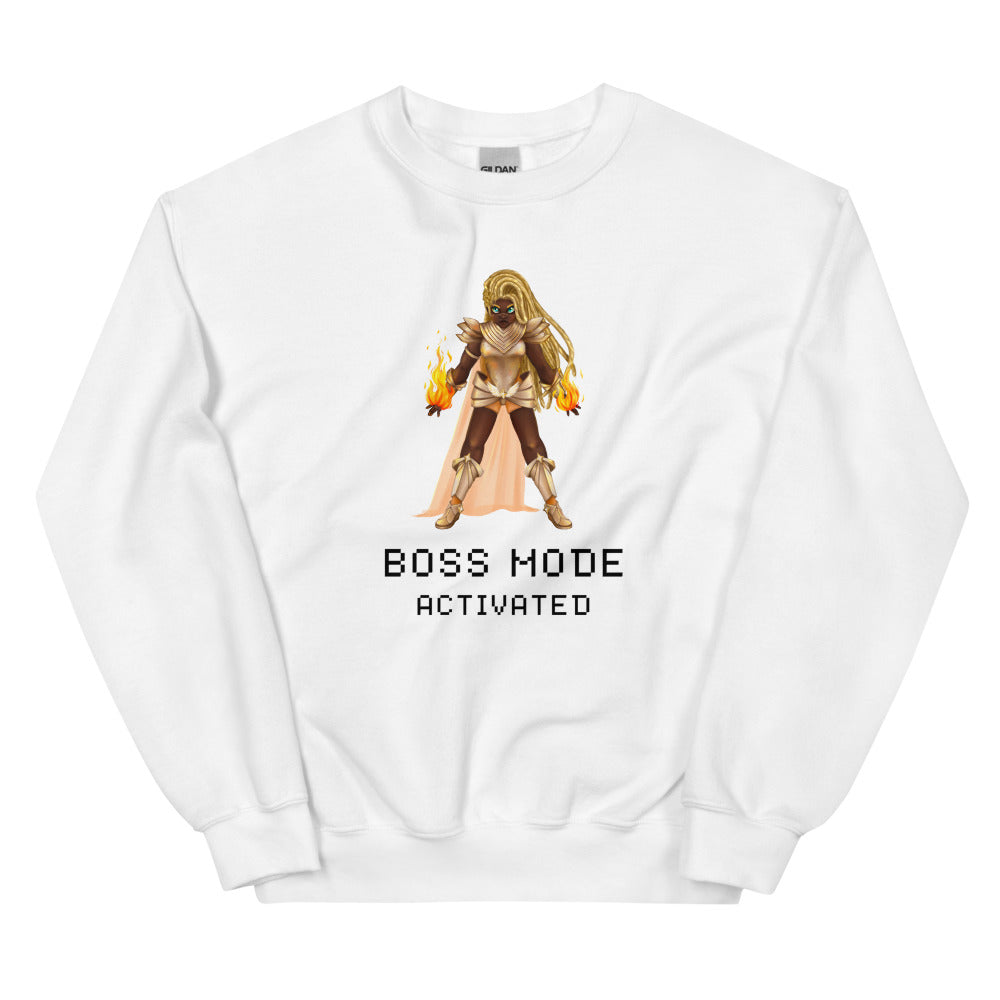 Boss Mode | Unisex Sweatshirt | Feminist Gamer Threads and Thistles Inventory White S
