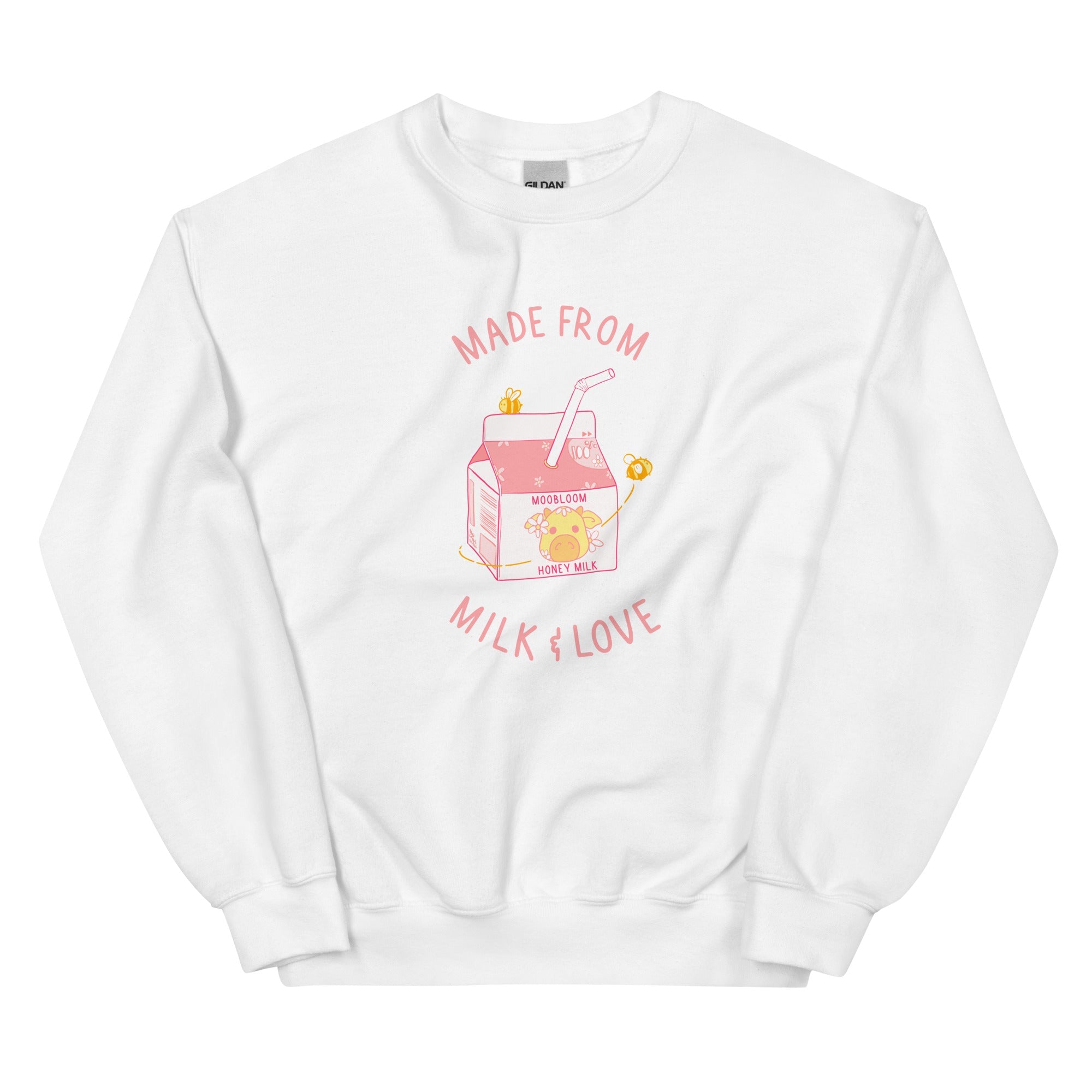 Milk and Love | Unisex Sweatshirt | Minecraft Threads and Thistles Inventory White S