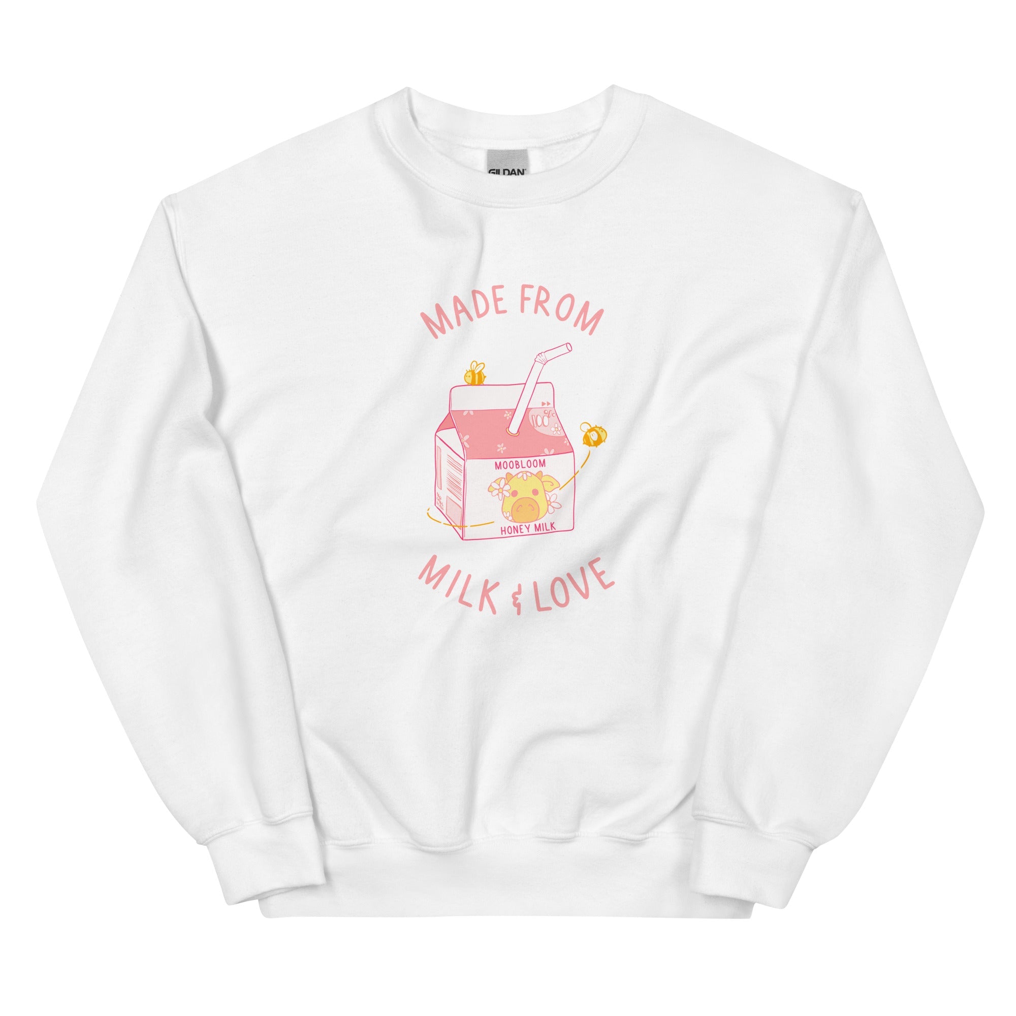 Milk and Love | Unisex Sweatshirt | Minecraft Threads and Thistles Inventory White S 