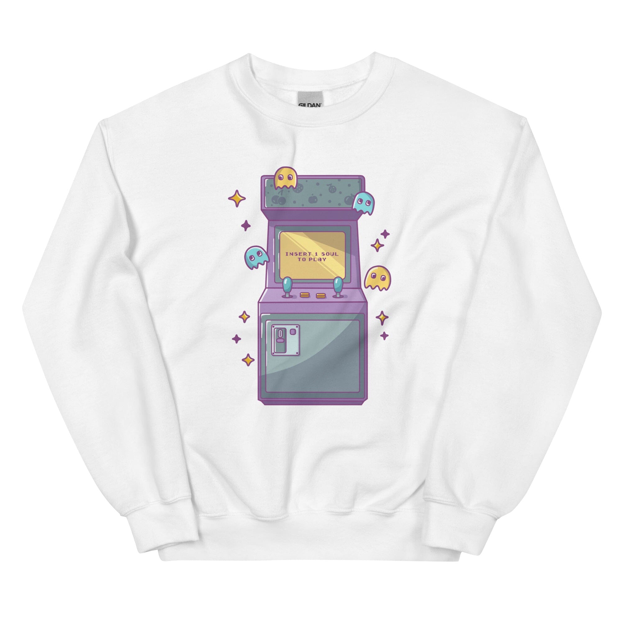 Insert 1 Soul to Play | Unisex Sweatshirt | Retro Gamer Threads & Thistles Inventory White S