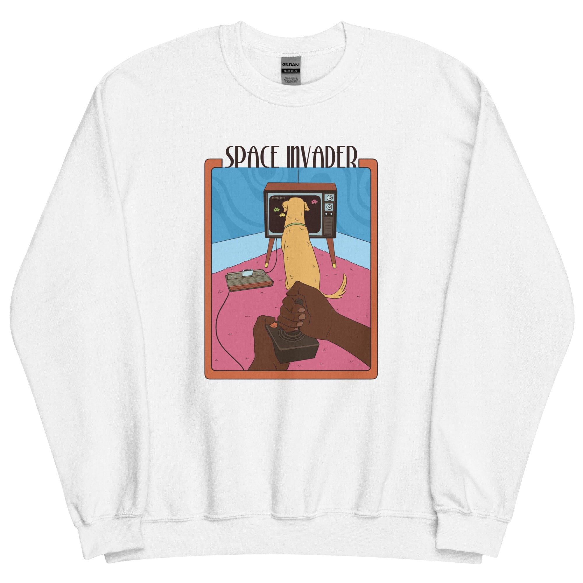 Space Invader | Unisex Sweatshirt | Retro Gaming Threads & Thistles Inventory White S