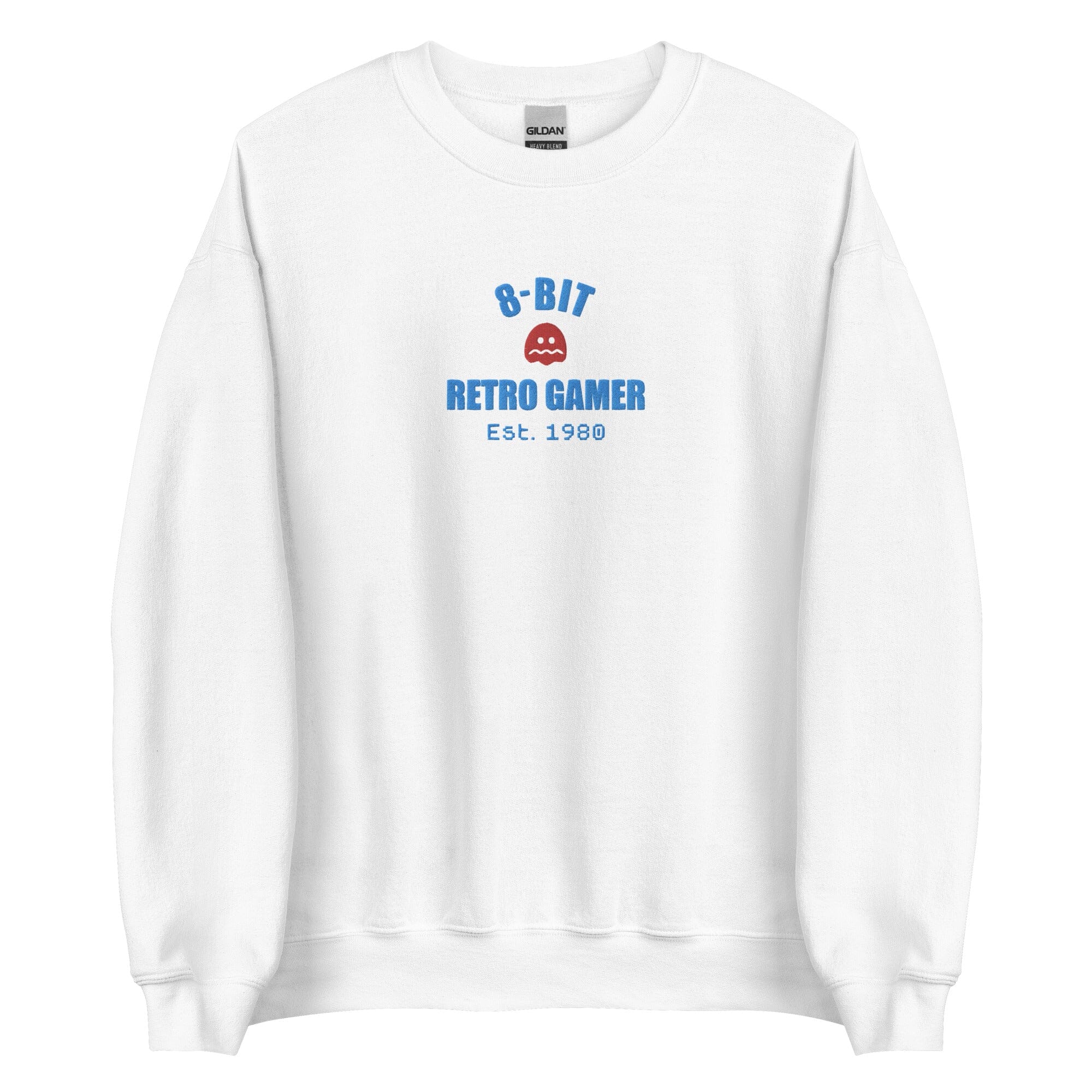 8-Bit Retro Gamer | Embroidered Unisex Sweatshirt | Retro Gaming Threads & Thistles Inventory White S