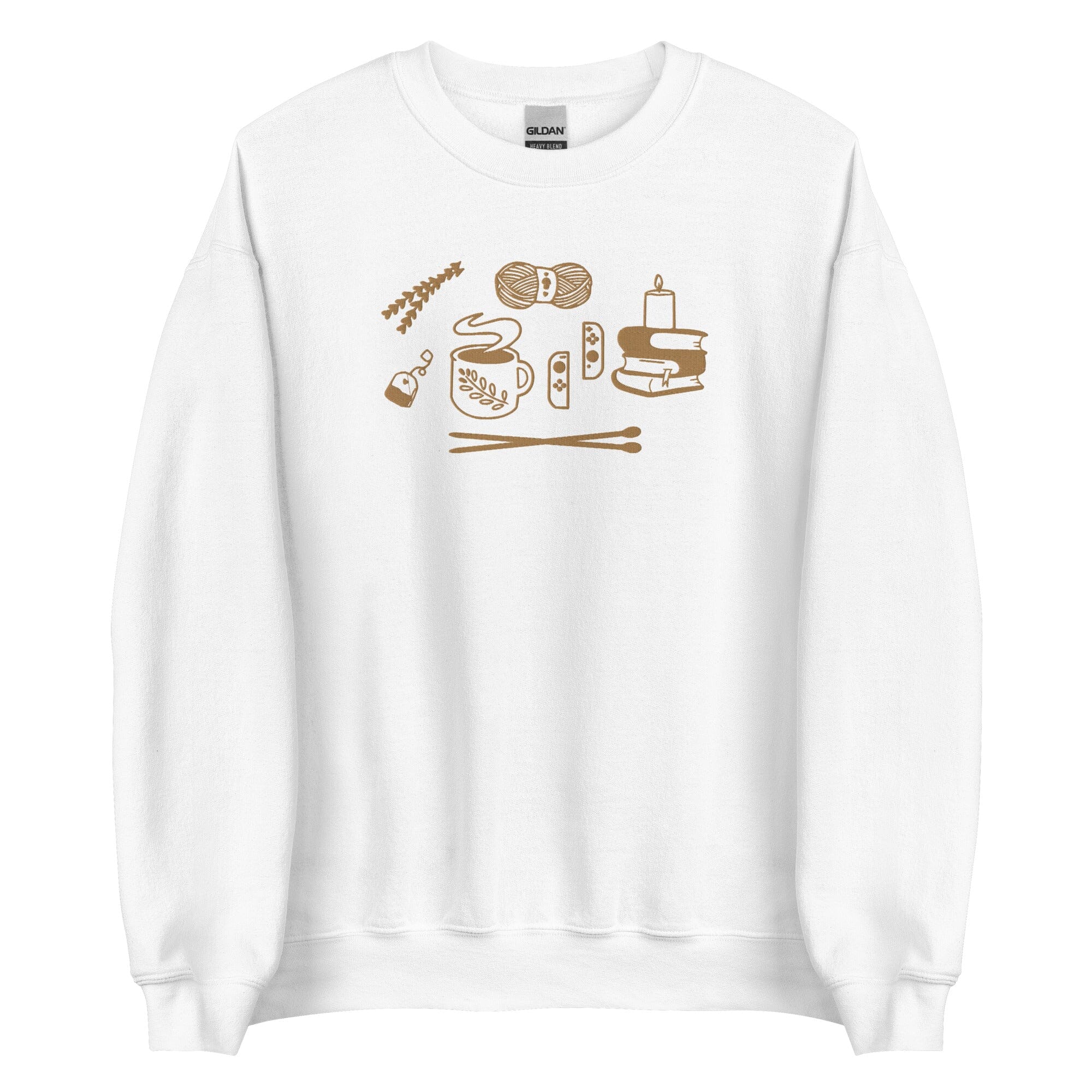 Cozy Hobbies | Embroidered Unisex Sweatshirt | Cozy Gamer Threads & Thistles Inventory White S