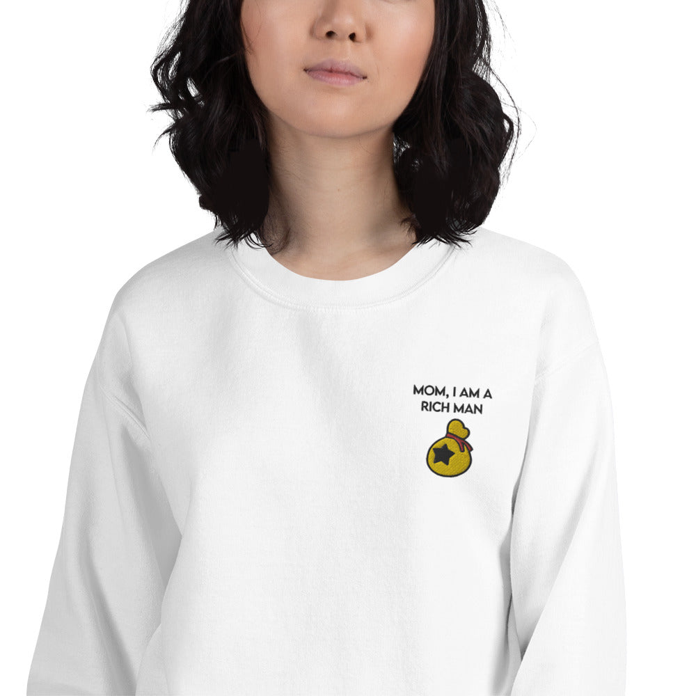 I Am a Rich Man | Embroidered Unisex Sweatshirt | Animal Crossing Threads and Thistles Inventory