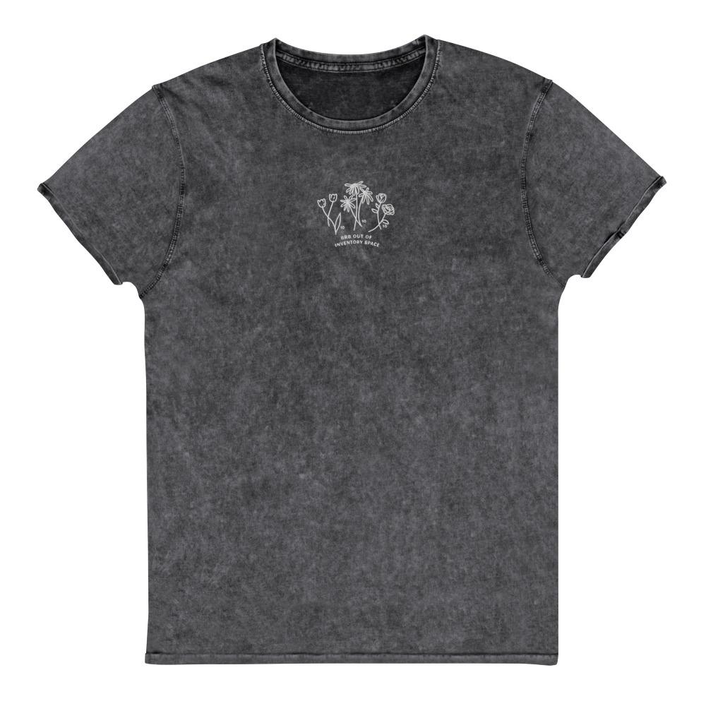 BRB Out of Inventory Space | Embroidered Denim T-Shirt | Animal Crossing Threads and Thistles Inventory Black S