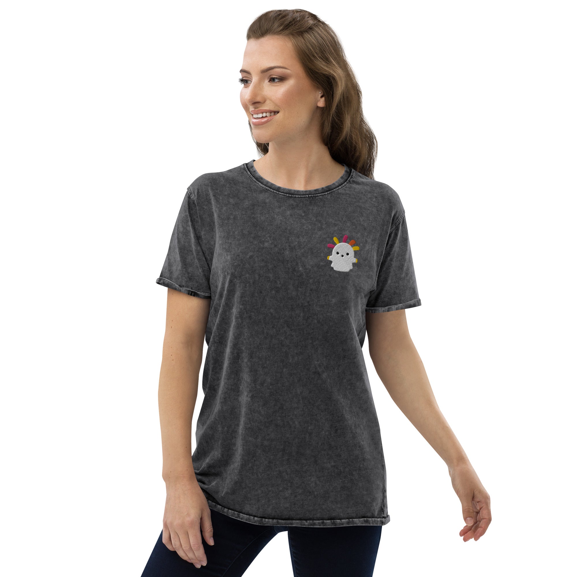 Squeakoid | Embroidered Denim T-Shirt | Animal Crossing Threads and Thistles Inventory