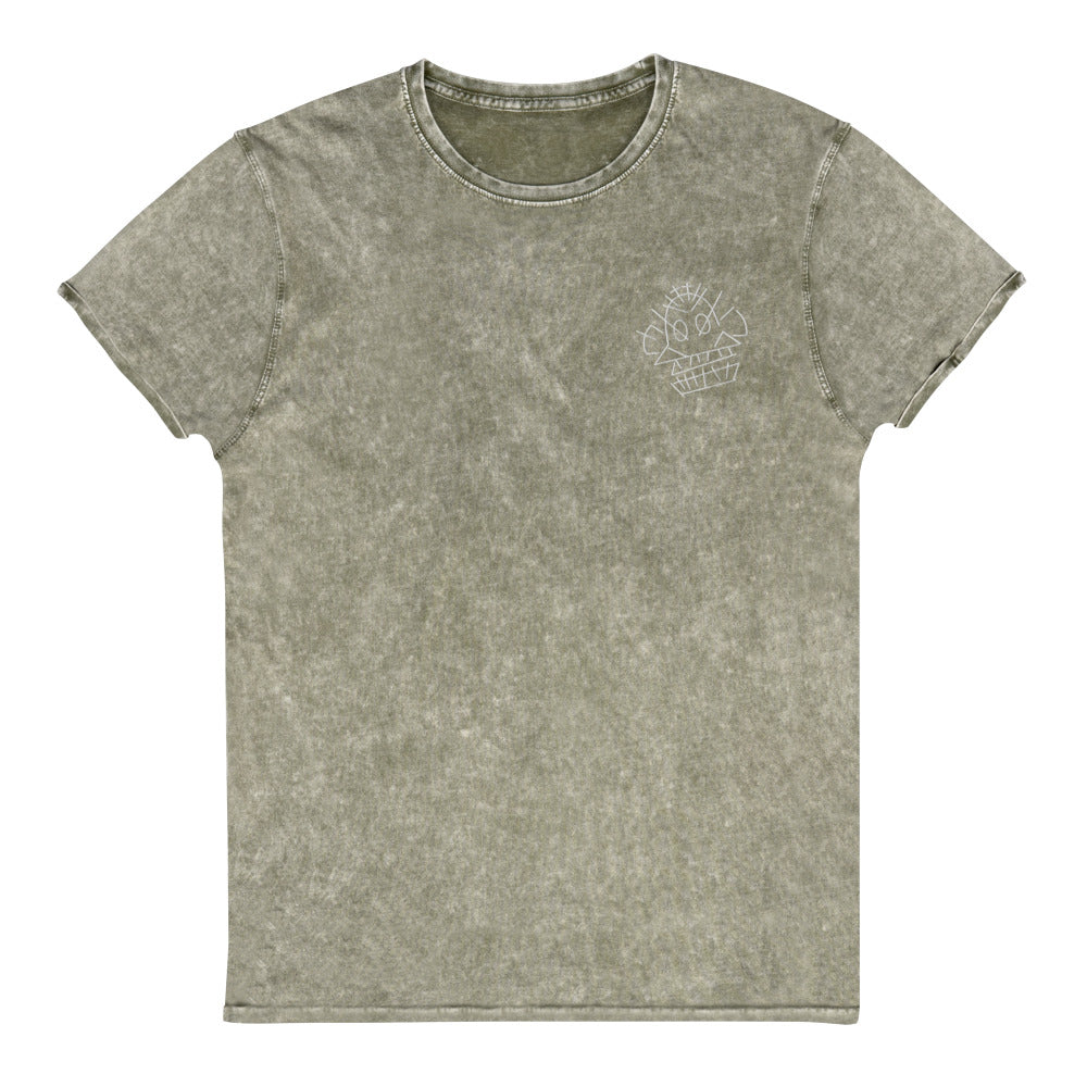 Jinx Monkey | Embroidered Denim T-Shirt | League of Legends Threads and Thistles Inventory Dark Army Green S