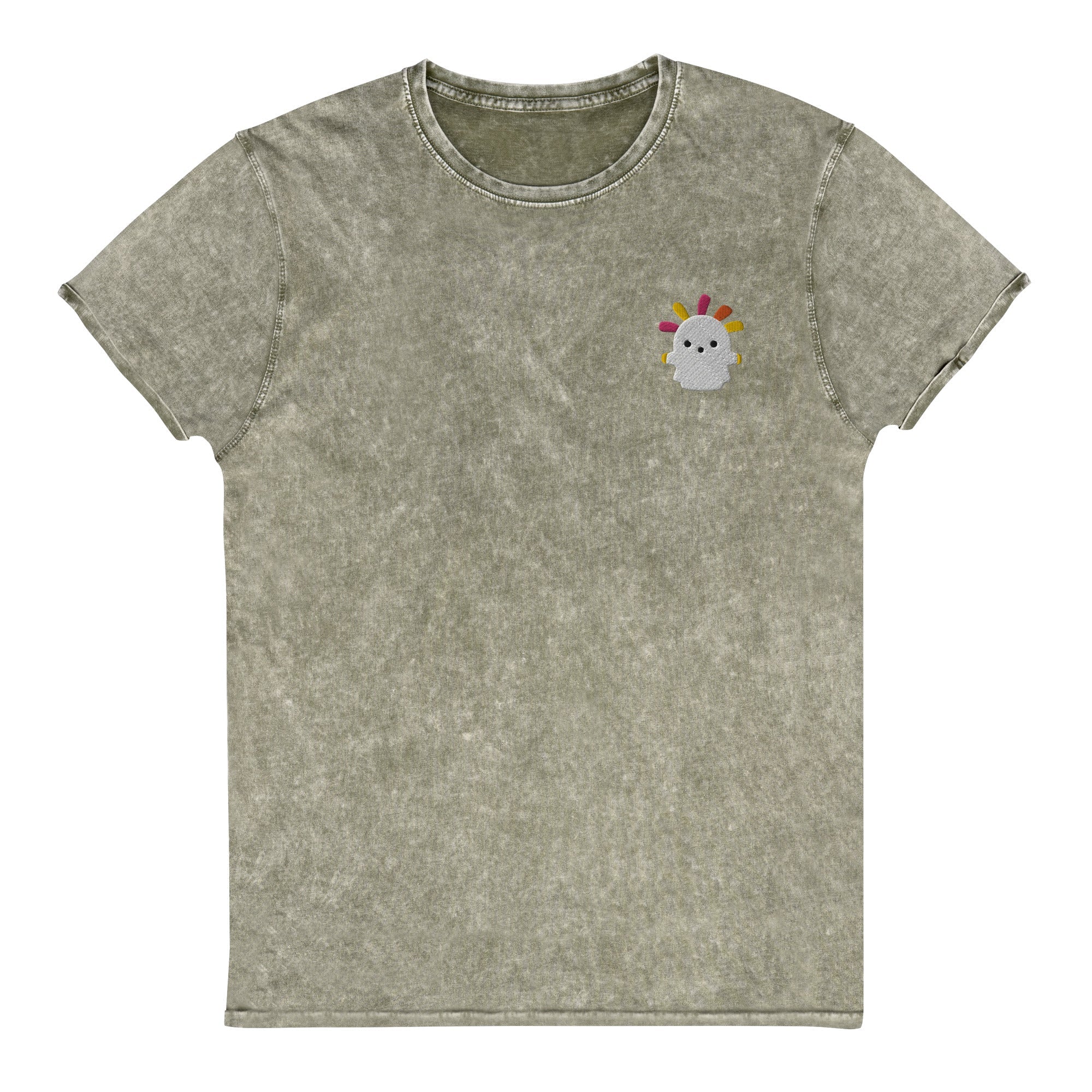 Squeakoid | Embroidered Denim T-Shirt | Animal Crossing Threads and Thistles Inventory Dark Army Green S