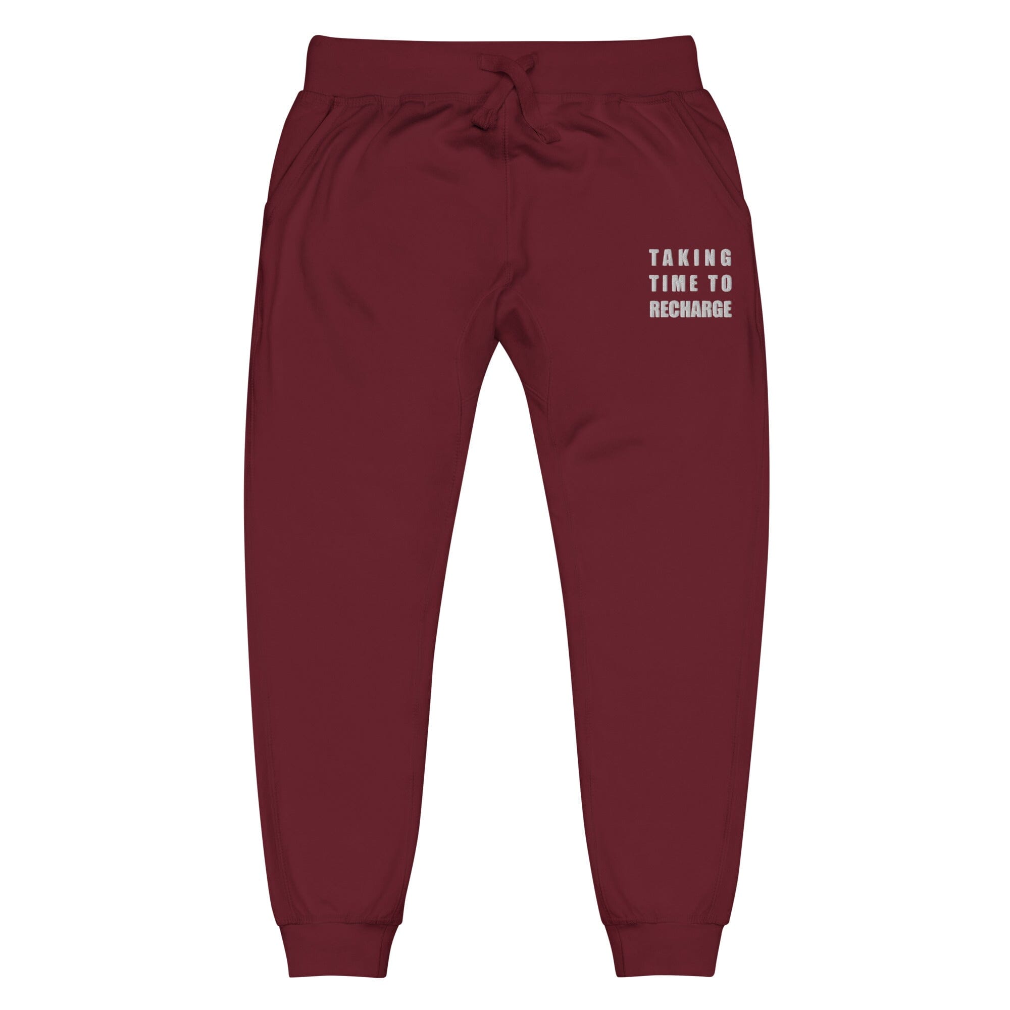 Taking Time to Recharge | Unisex fleece sweatpants | Gamer Affirmations Threads & Thistles Inventory Maroon XS
