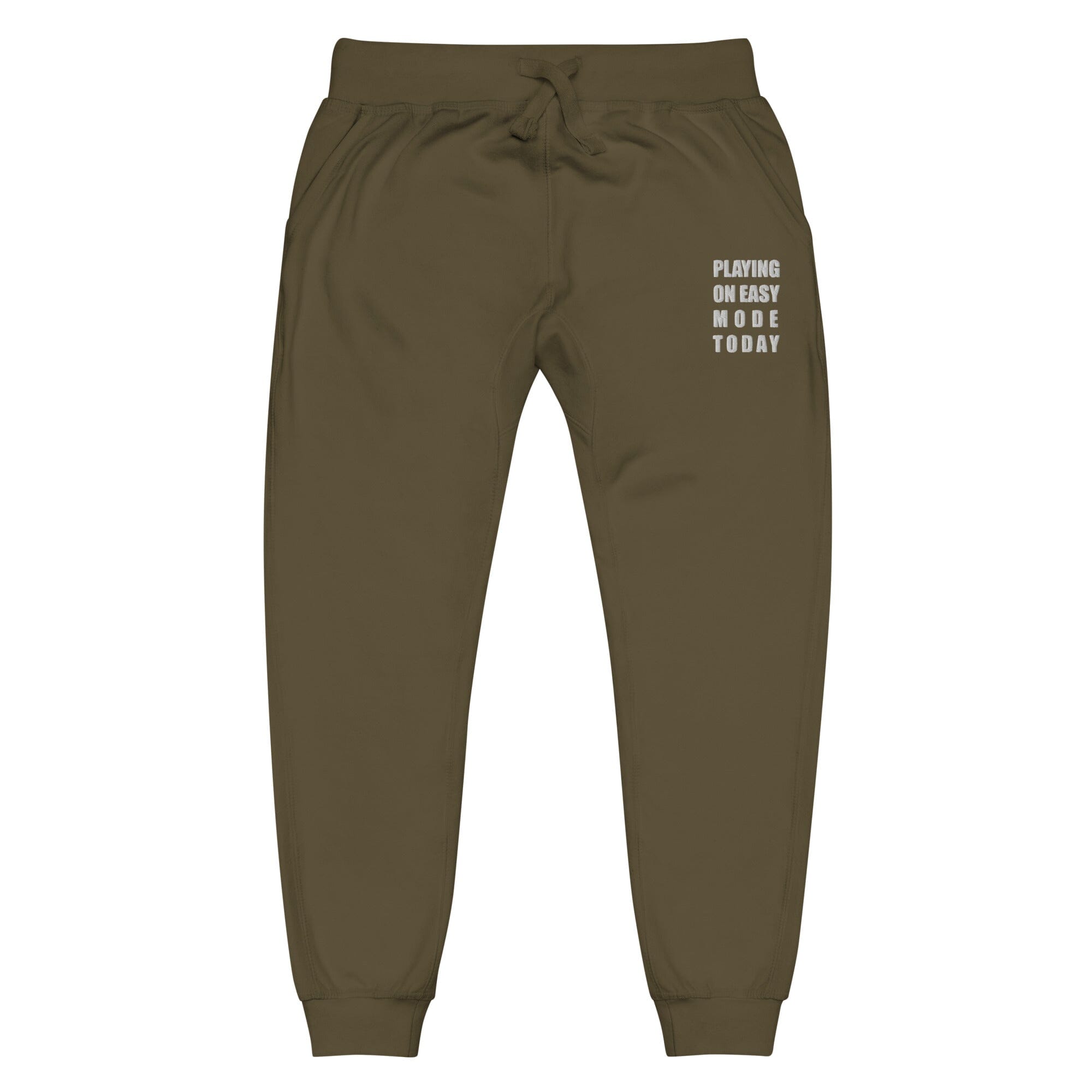 Playing on Easy Mode Today | Unisex fleece sweatpants | Gamer Affirmations Threads & Thistles Inventory Military Green XS