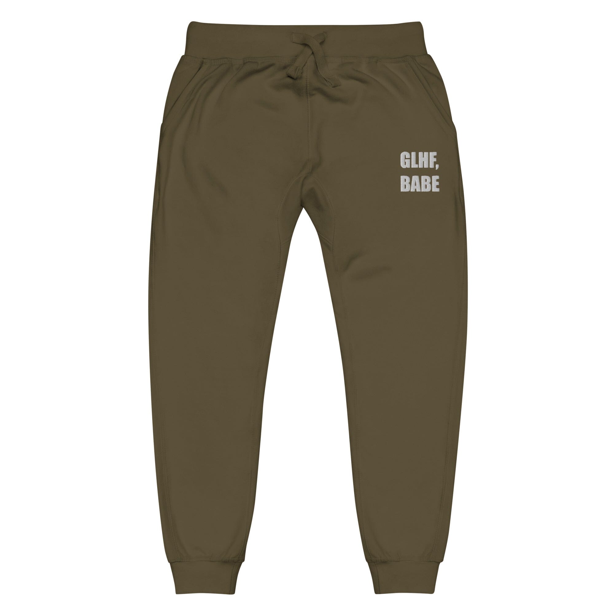 GLHF, Babe | Unisex fleece sweatpants | Gamer Affirmations Threads & Thistles Inventory Military Green XS