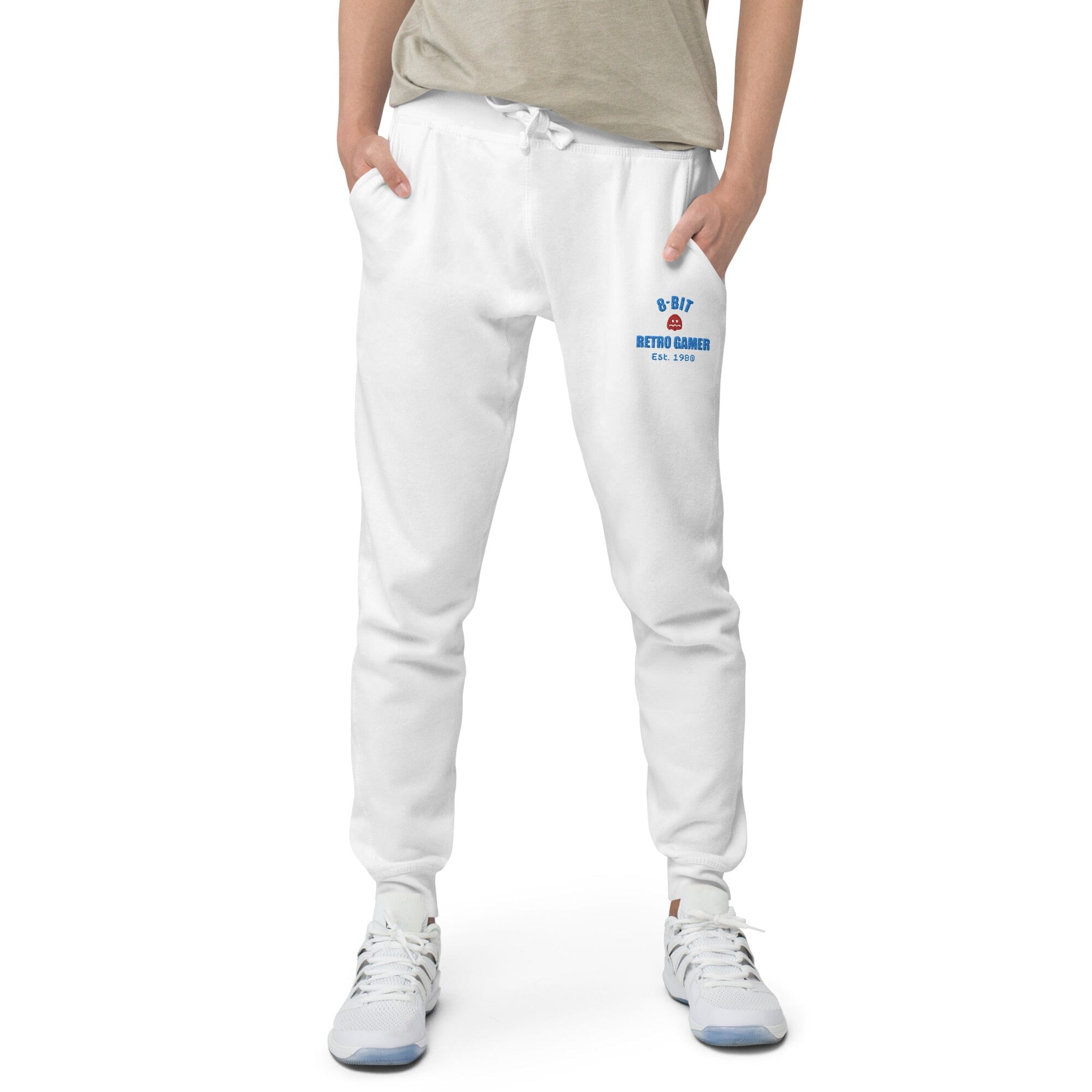 8-Bit Retro Gamer | Unisex fleece sweatpants | Retro Gaming Threads & Thistles Inventory White XS 