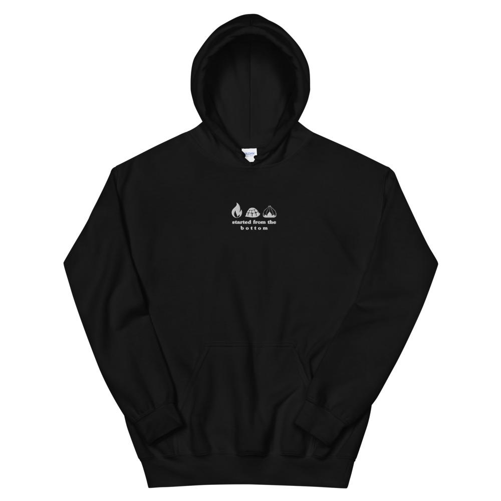 Started from the Bottom | Embroidered Unisex Hoodie | Pokemon Threads and Thistles Inventory Black S