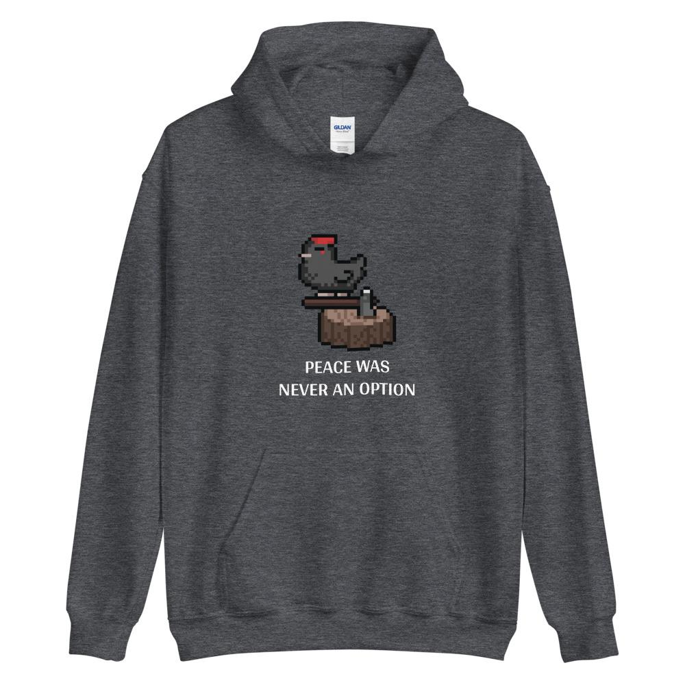 Peace Was Never an Option | Unisex Hoodie | Stardew Valley Threads and Thistles Inventory Dark Heather S