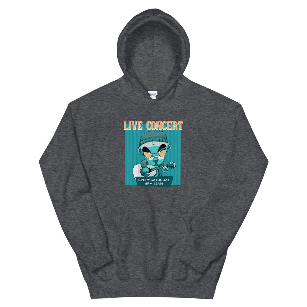 Live Concert | Unisex Hoodie | Animal Crossing Threads and Thistles Inventory Dark Heather S