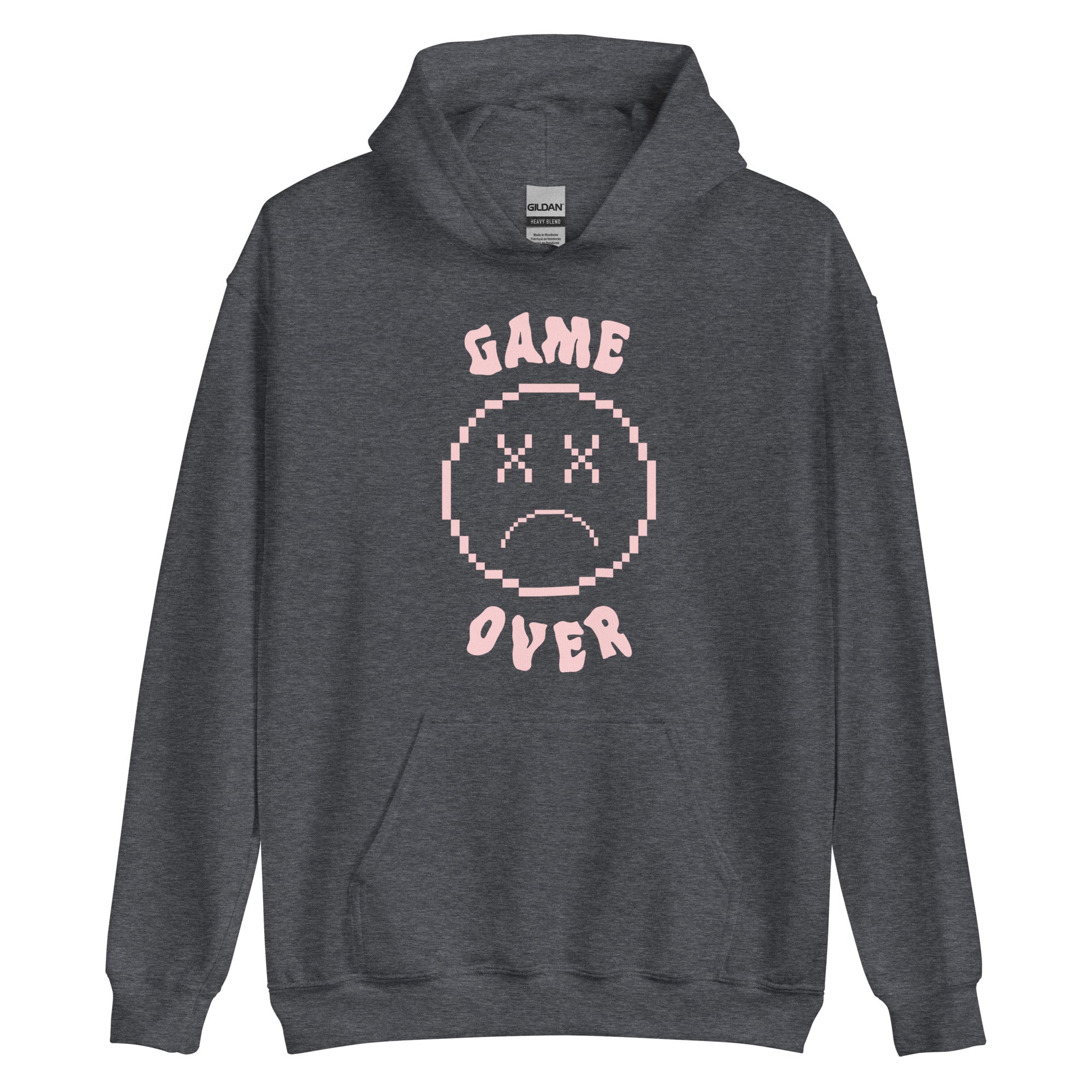 Game Over Smiley | Unisex Hoodie Threads and Thistles Inventory Dark Heather S