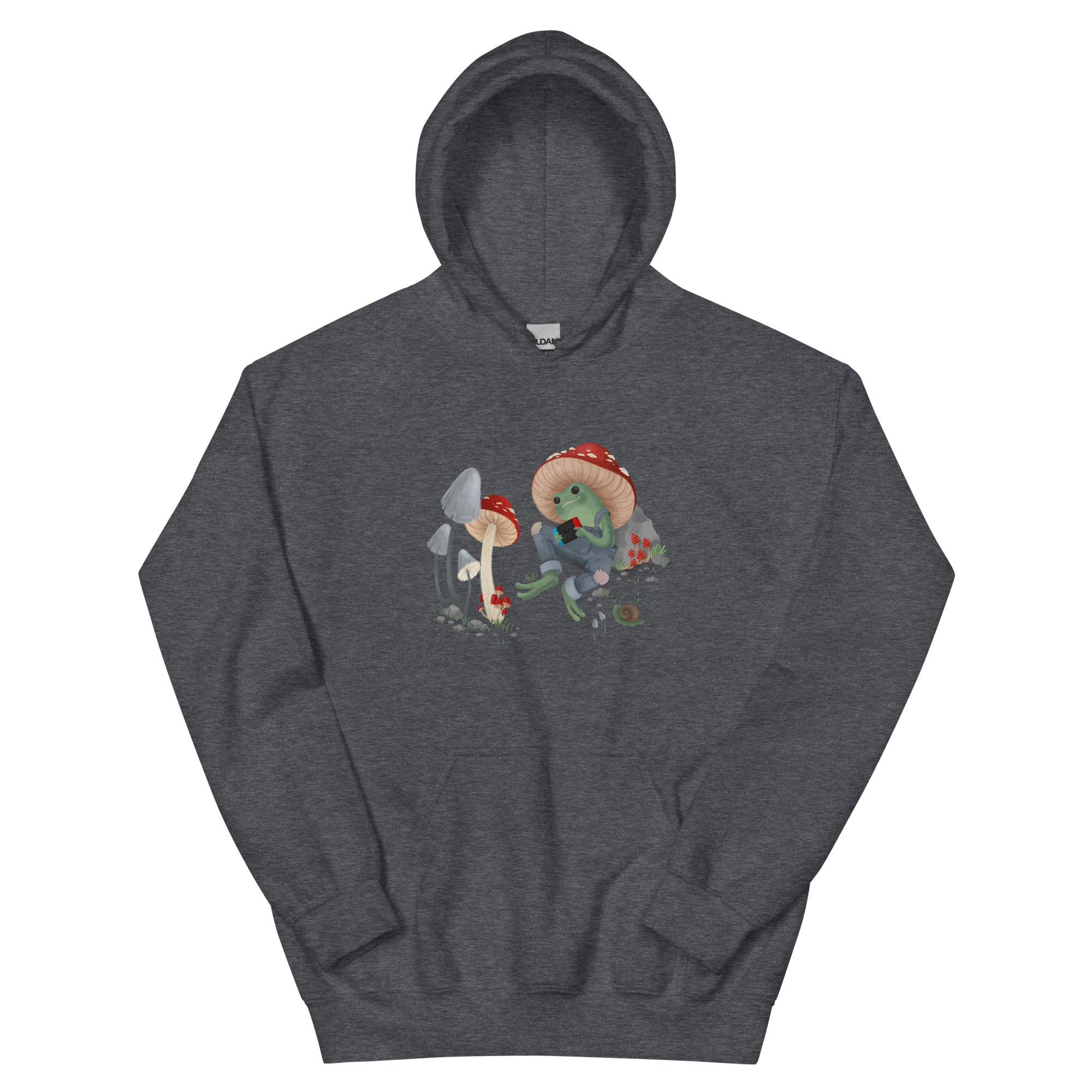 Cottagecore Frog | Unisex Hoodie | Cozy Gamer Threads and Thistles Inventory Dark Heather S