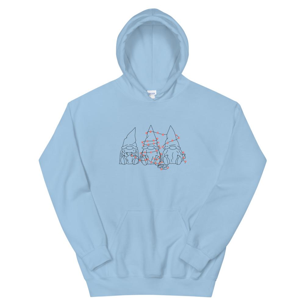 Gamer Gnome Christmas | Seasonal Unisex Hoodie Threads and Thistles Inventory Light Blue S