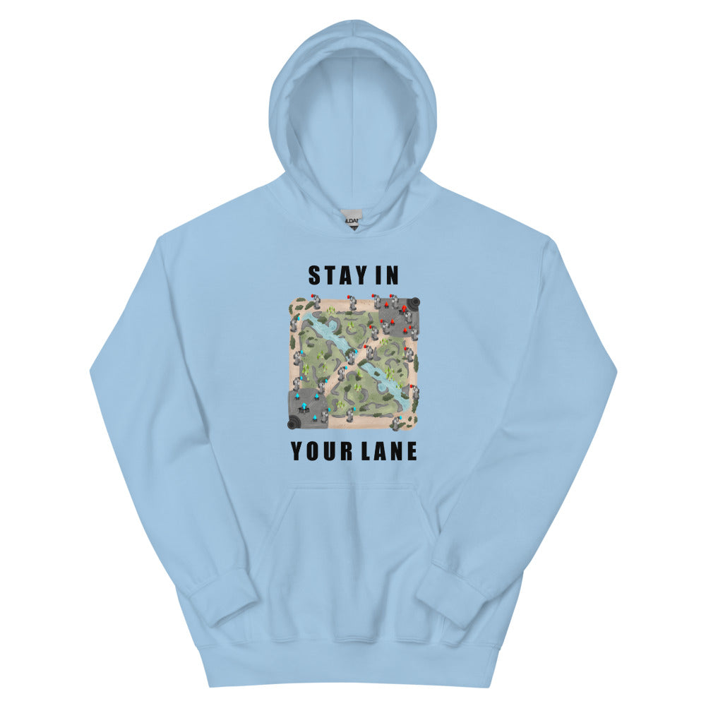 Stay In Your Lane | Unisex Hoodie | League of Legends Threads and Thistles Inventory Light Blue S