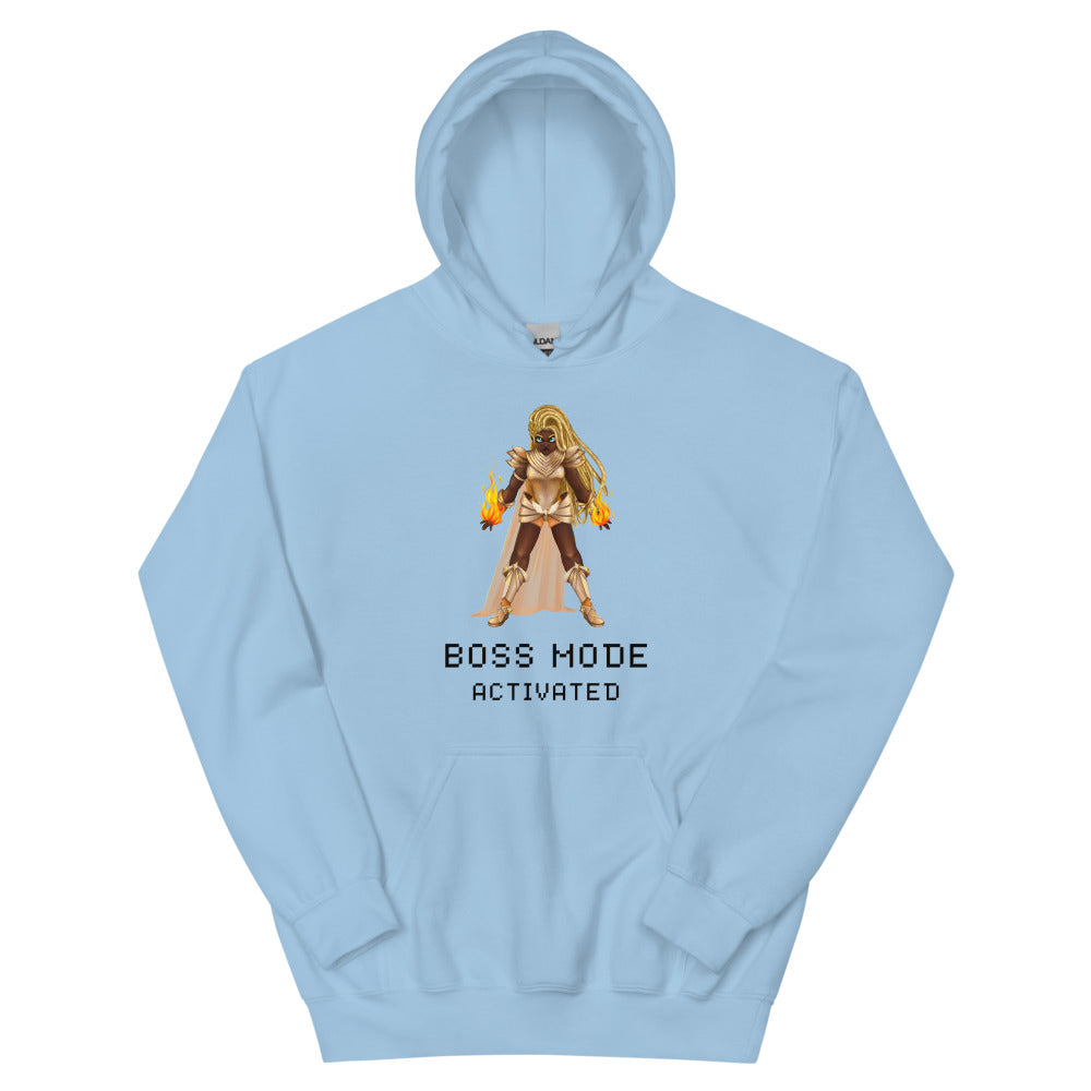 Boss mode | Unisex Hoodie | Feminist Gamer Threads and Thistles Inventory Light Blue S