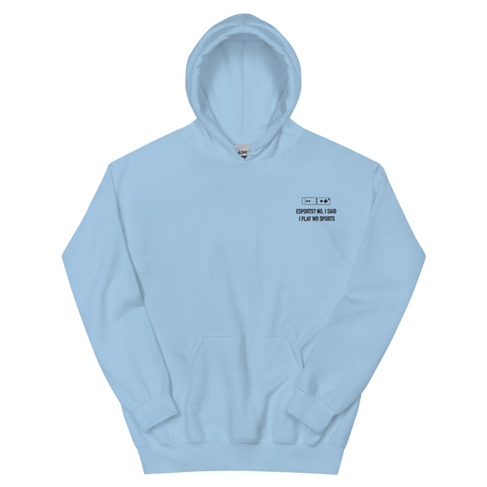 Wii Sports | Embroidered Unisex Hoodie | Feminist Gamer Threads and Thistles Inventory Light Blue S