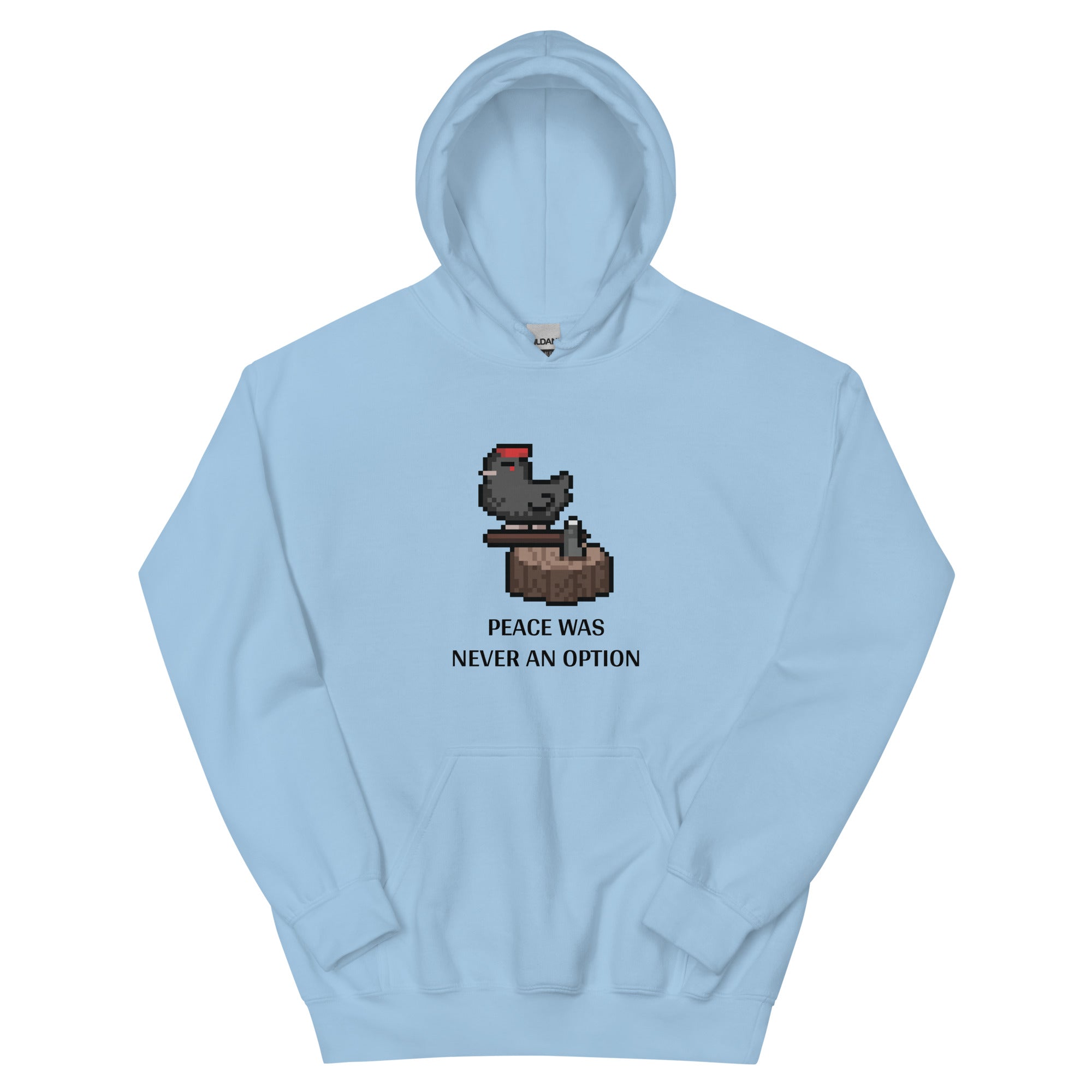 Peace Was Never an Option | Unisex Hoodie | Stardew Valley Threads and Thistles Inventory Light Blue S