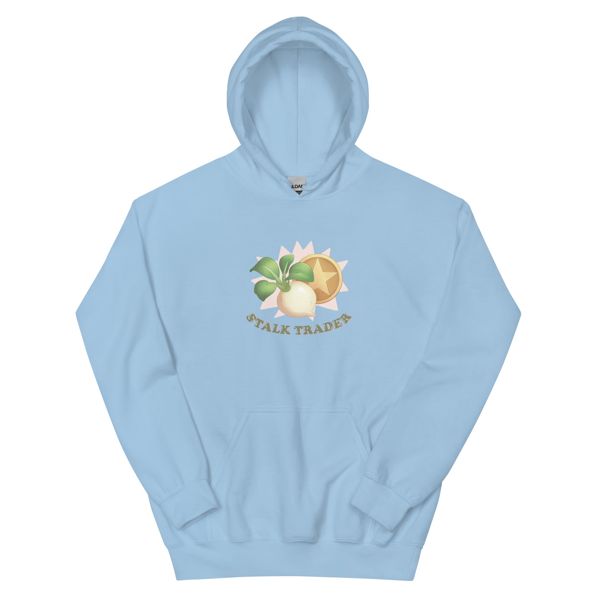 Stalk Trader | Unisex Hoodie | Animal Crossing Threads and Thistles Inventory Light Blue S