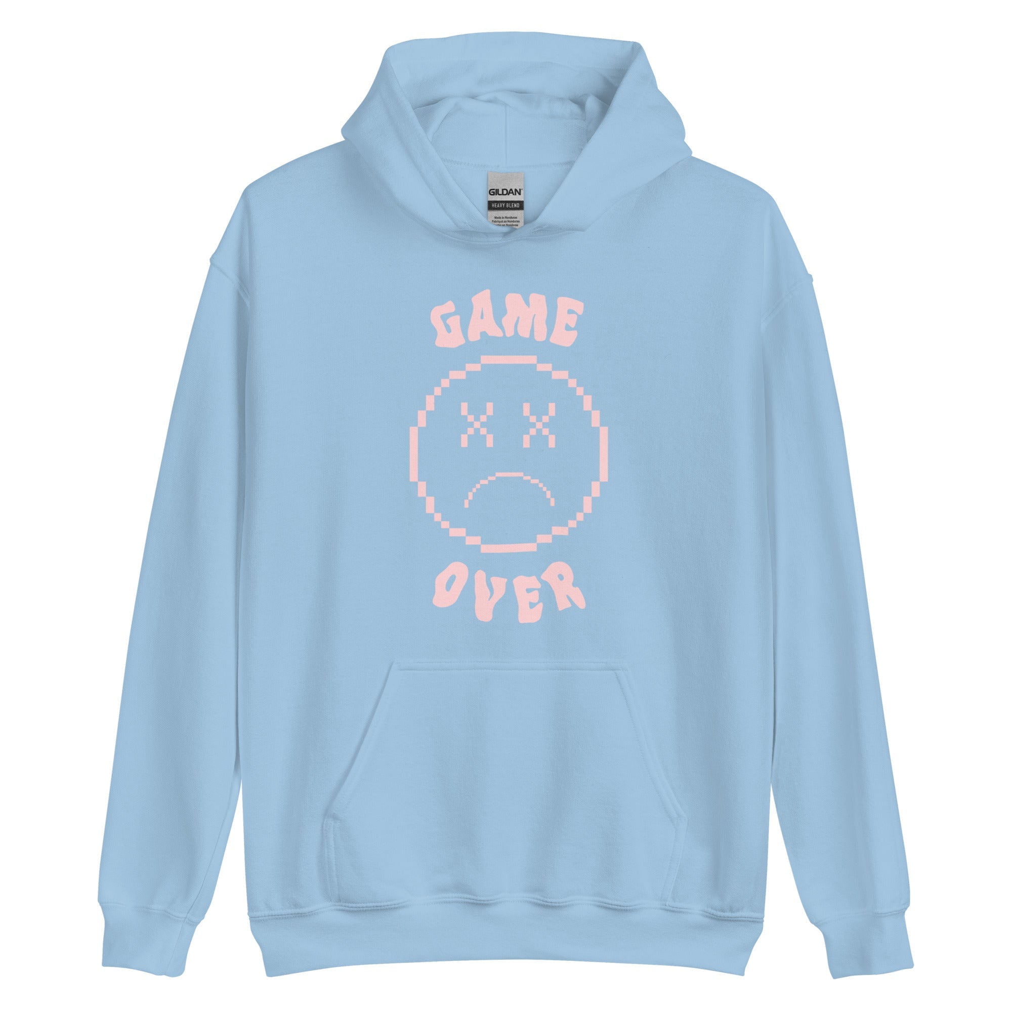 Game Over Smiley | Unisex Hoodie Threads and Thistles Inventory Light Blue S