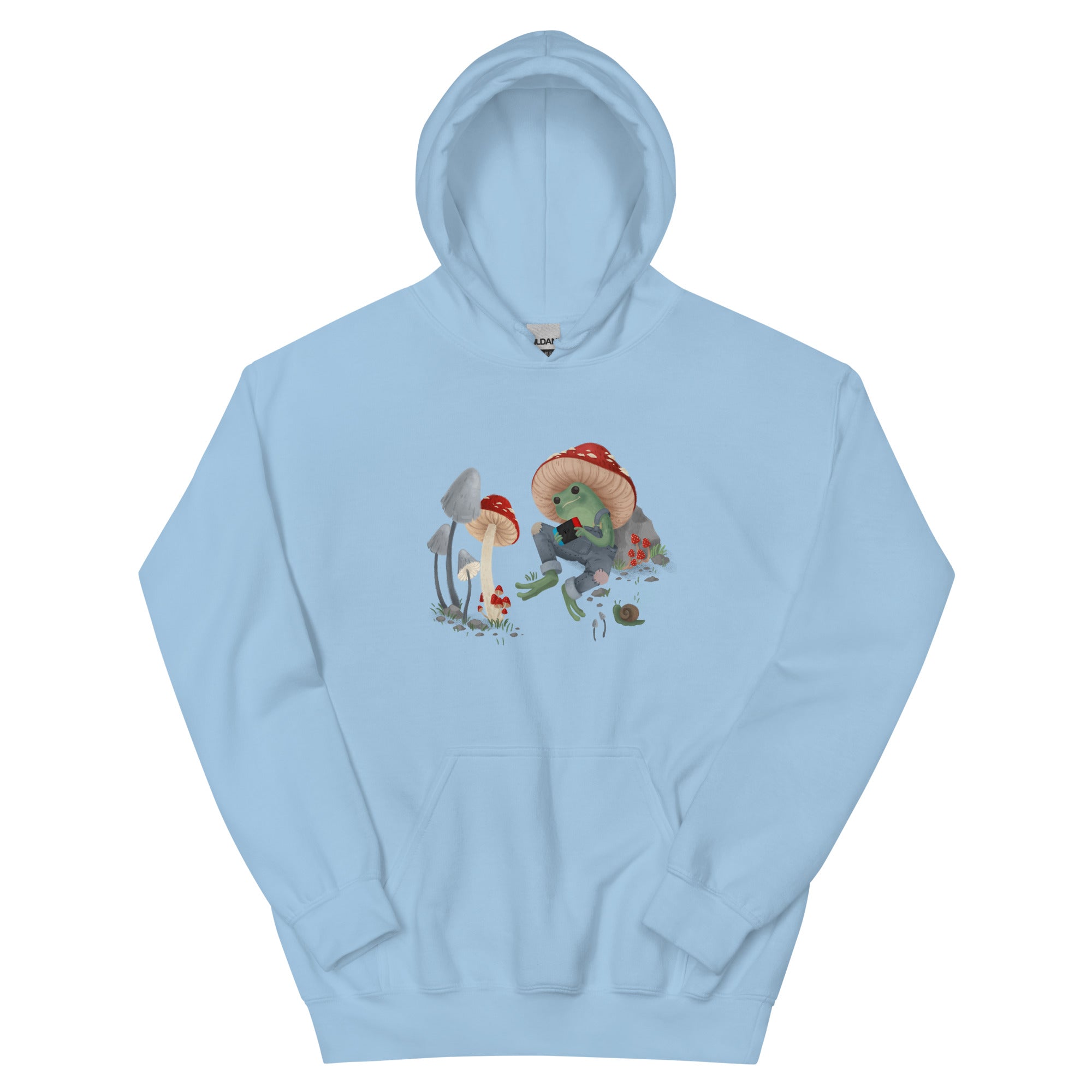 Cottagecore Frog | Unisex Hoodie | Cozy Gamer Threads and Thistles Inventory Light Blue S
