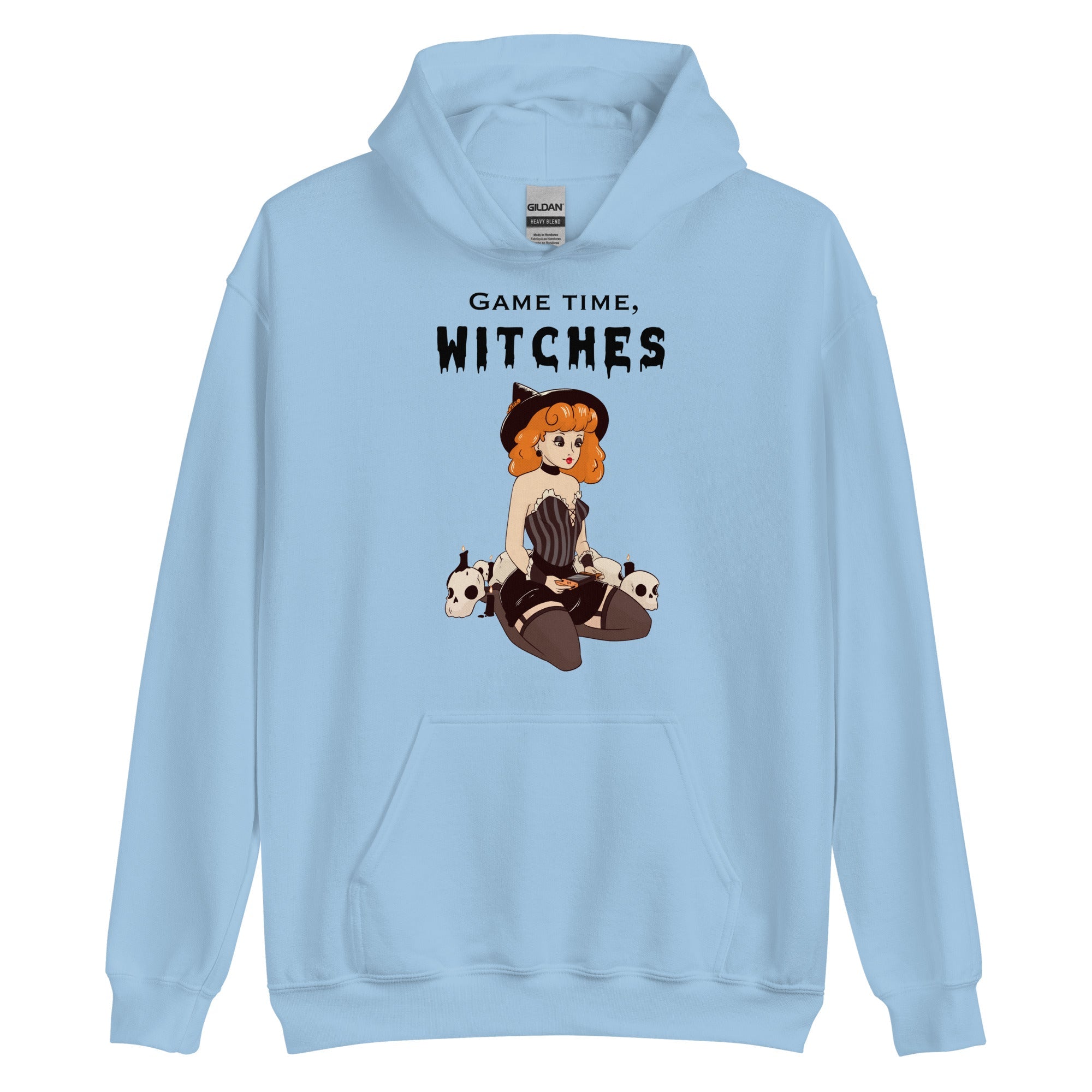 Game Time, Witches | Fall Unisex Hoodie Threads & Thistles Inventory Light Blue S