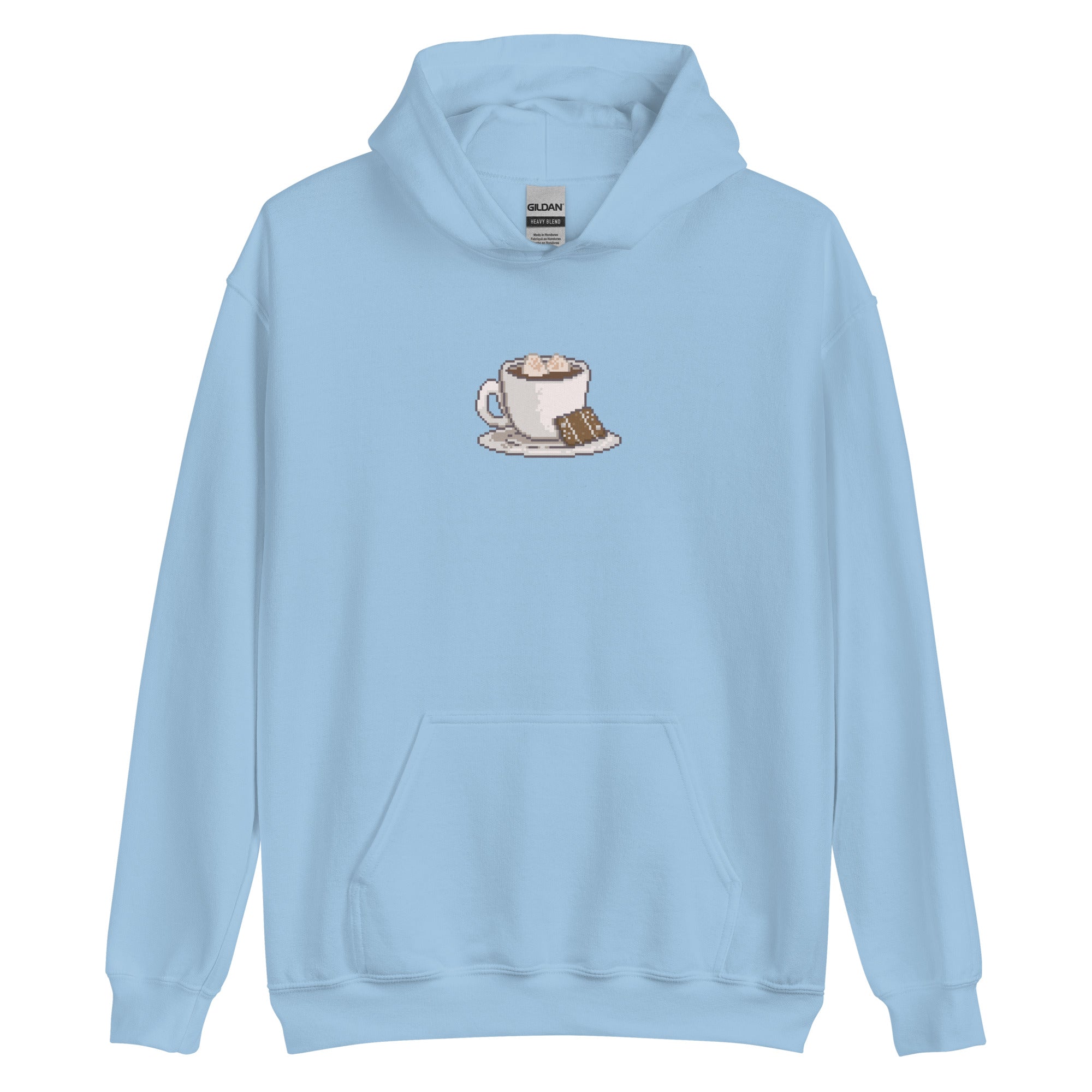 Pixelated Cocoa and Switch | Unisex Hoodie | Cozy Gamer Christmas Hoodie Threads & Thistles Inventory Light Blue S