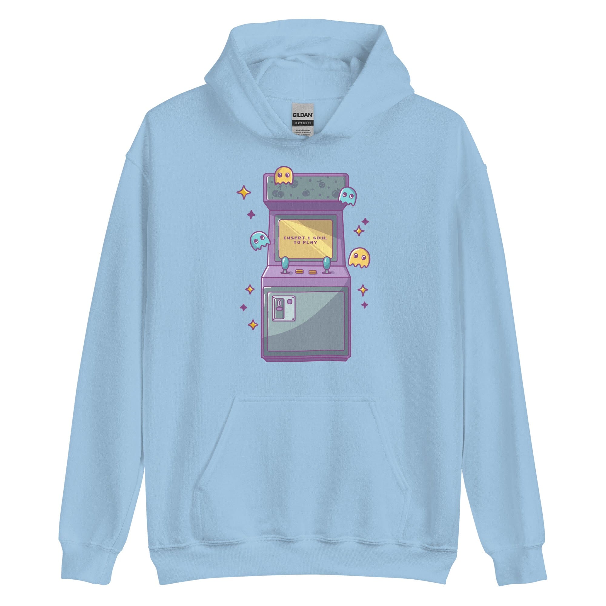 Insert 1 Soul to Play | Unisex Hoodie | Retro Gaming Threads & Thistles Inventory Light Blue S