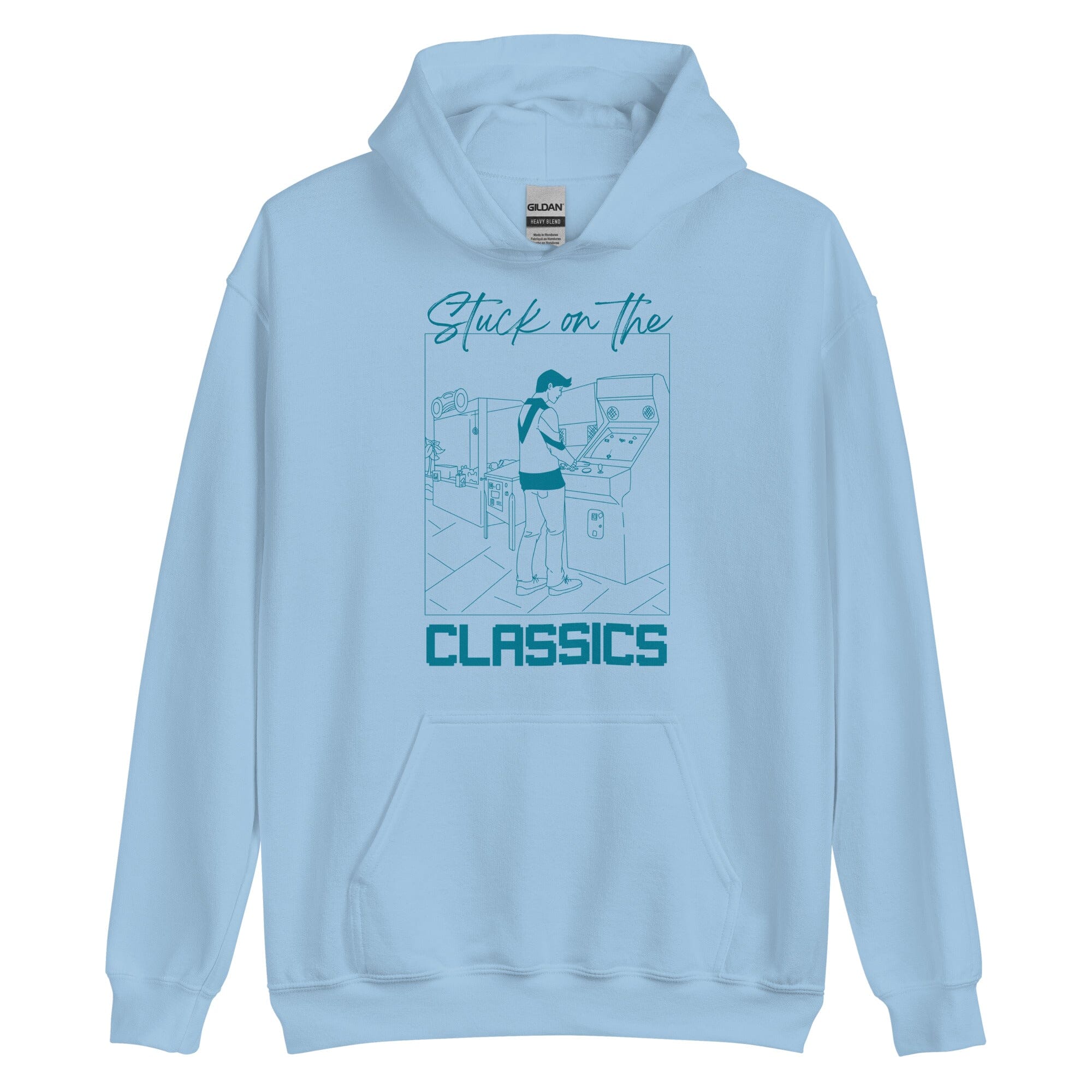 Stuck on the Classics | Unisex Hoodie | Retro Gaming Threads & Thistles Inventory Light Blue S