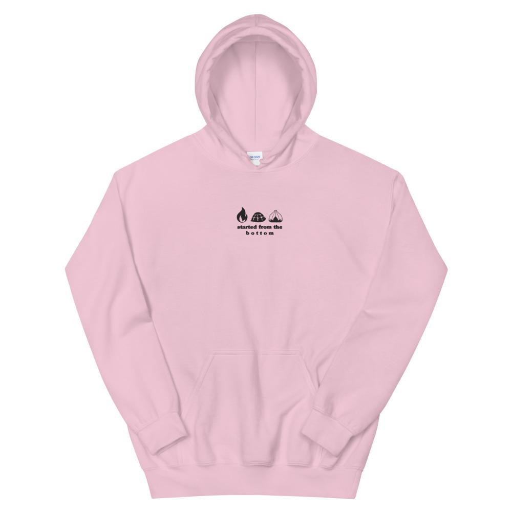 Started from the Bottom | Embroidered Unisex Hoodie | Pokemon Threads and Thistles Inventory Light Pink S