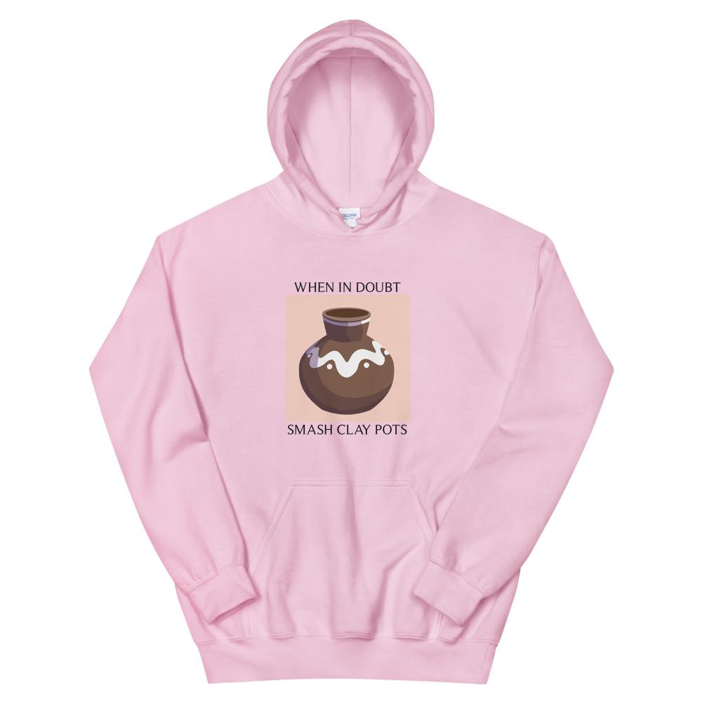 Smash Clay Pots | Unisex Hoodie | The Legend of Zelda Threads and Thistles Inventory Light Pink 4XL