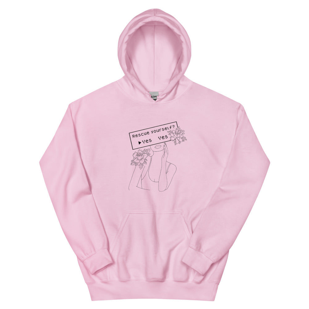 Rescue Yourself? | Unisex Hoodie | Feminist Gamer Threads and Thistles Inventory Light Pink S