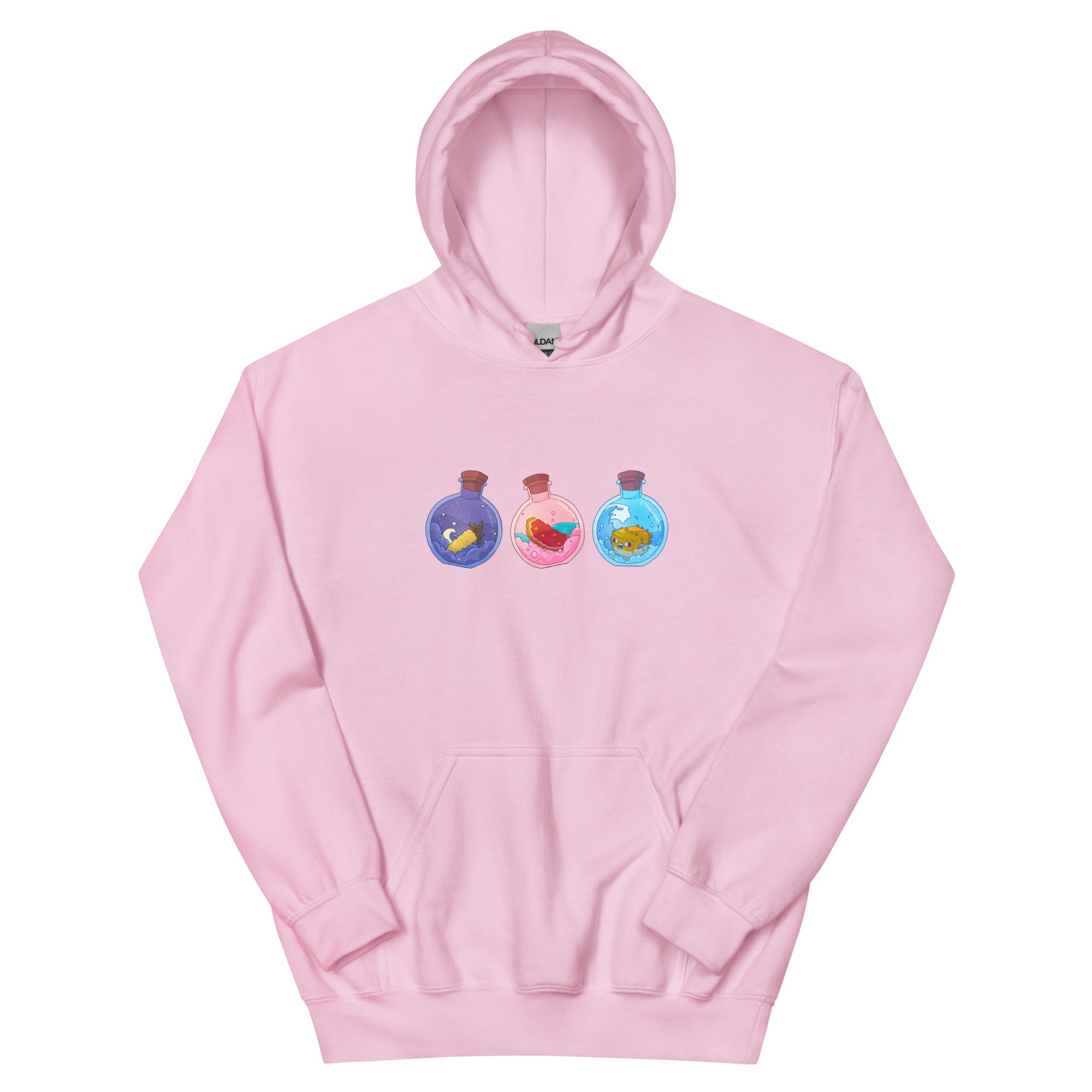 Potion Bottles | Unisex Hoodie | Minecraft Threads and Thistles Inventory Light Pink S