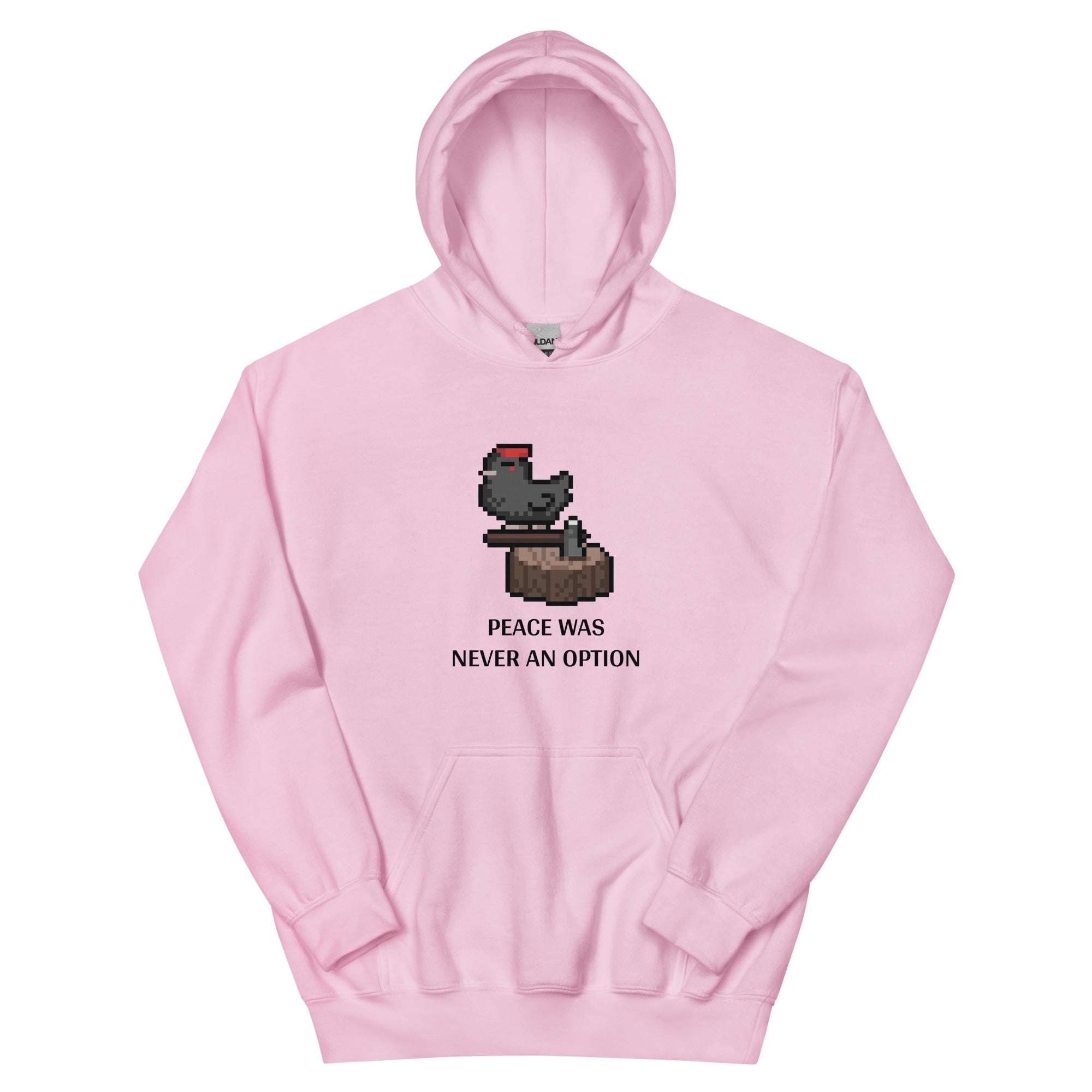 Peace Was Never an Option | Unisex Hoodie | Stardew Valley Threads and Thistles Inventory Light Pink S
