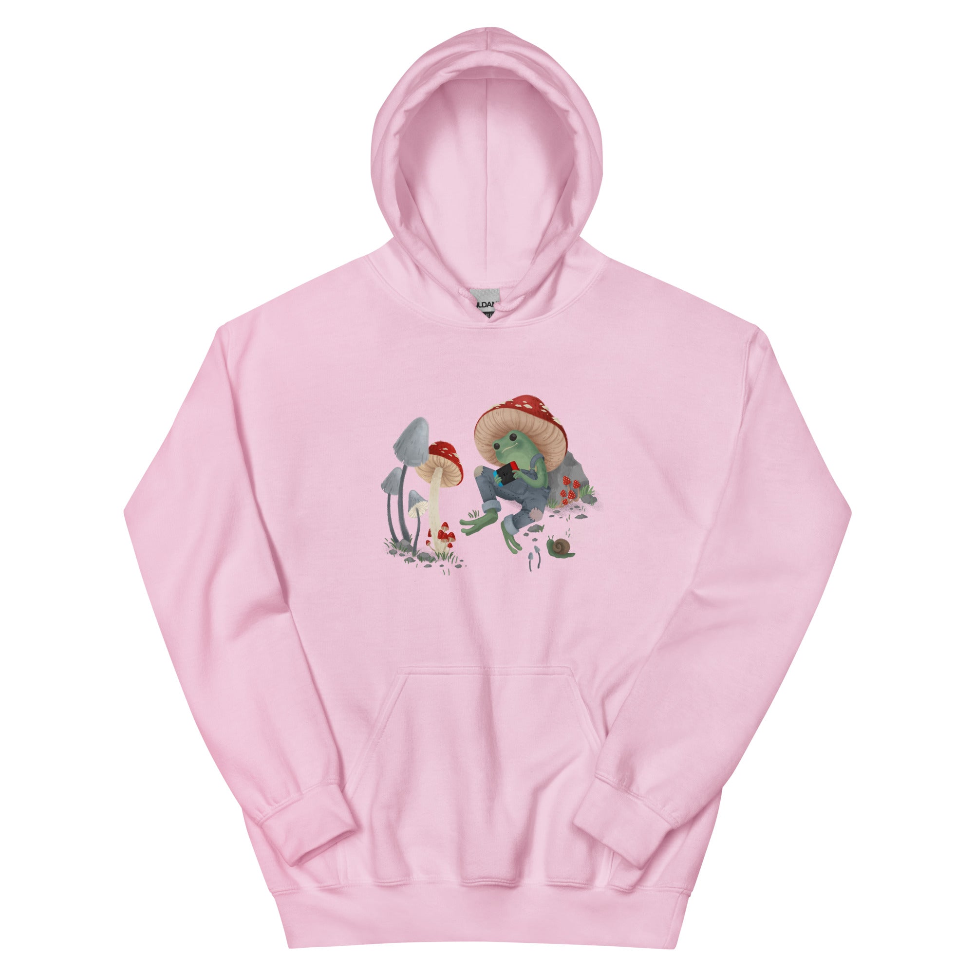 Cottagecore Frog | Unisex Hoodie | Cozy Gamer Threads and Thistles Inventory Light Pink S