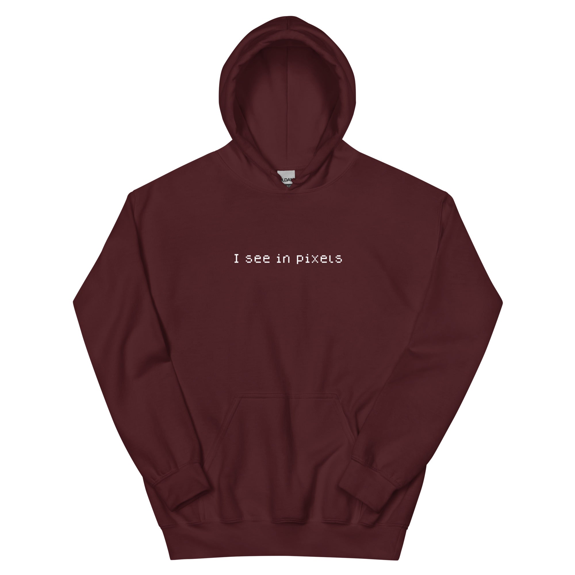 I See In Pixels | Unisex Hoodie Threads and Thistles Inventory Maroon S