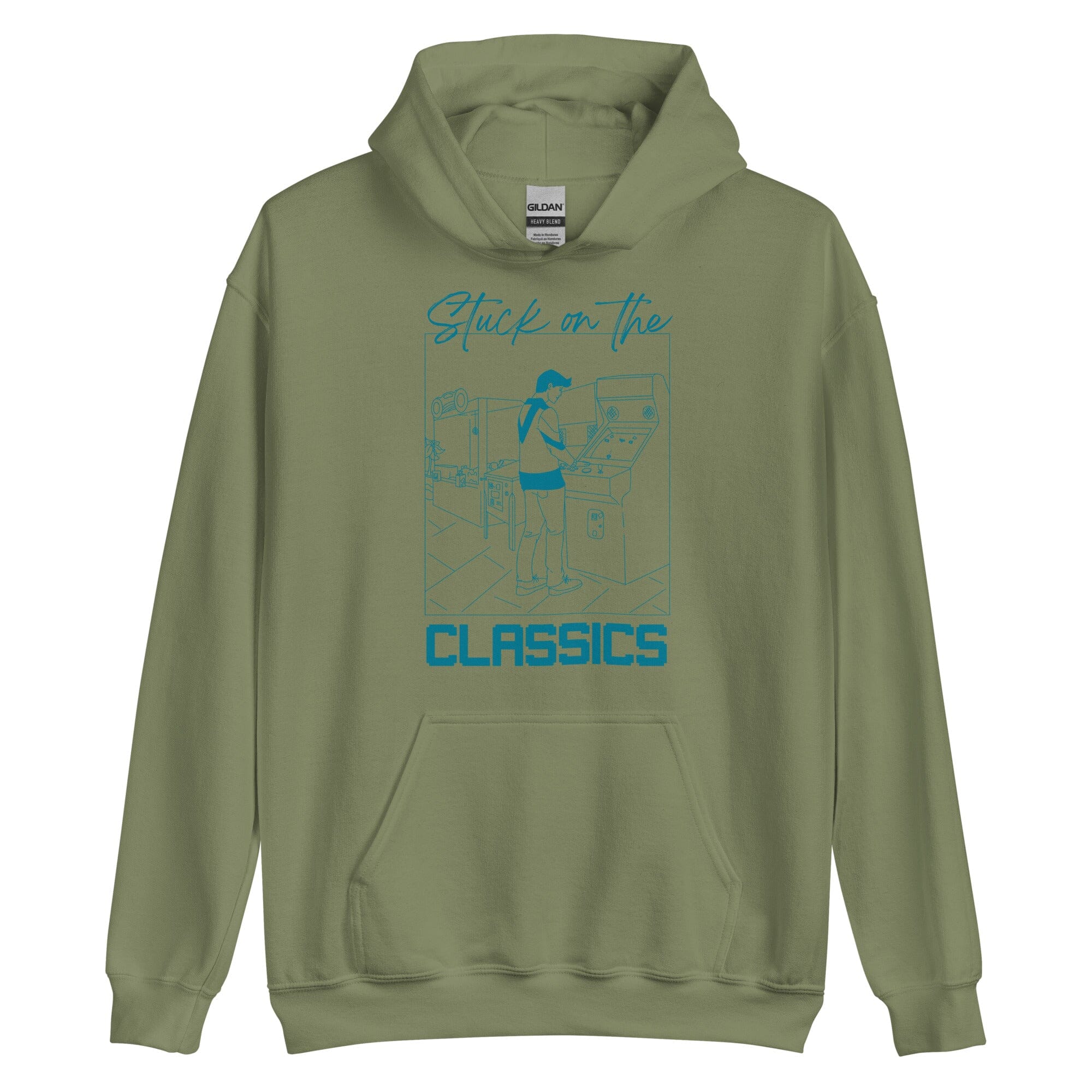 Stuck on the Classics | Unisex Hoodie | Retro Gaming Threads & Thistles Inventory Military Green S