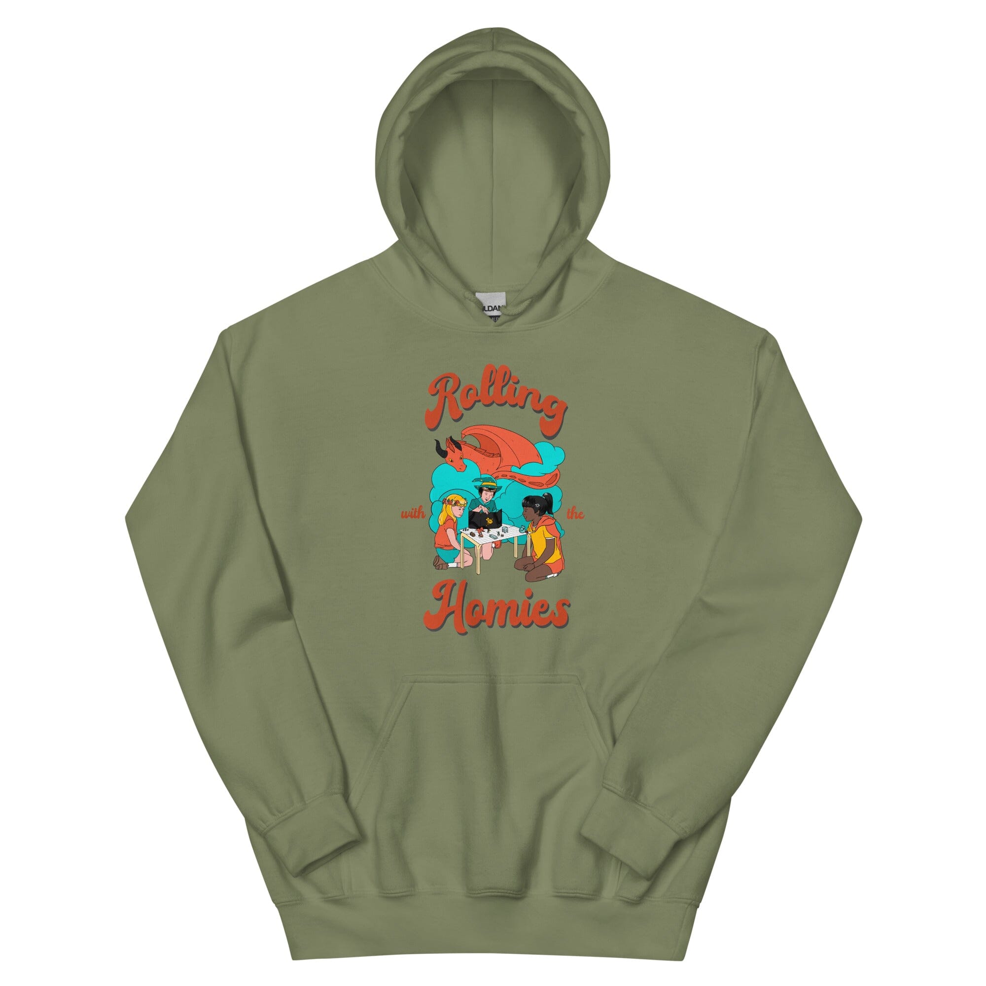 Rolling with the Homies | Unisex Hoodie | Retro Gaming Threads & Thistles Inventory Military Green S