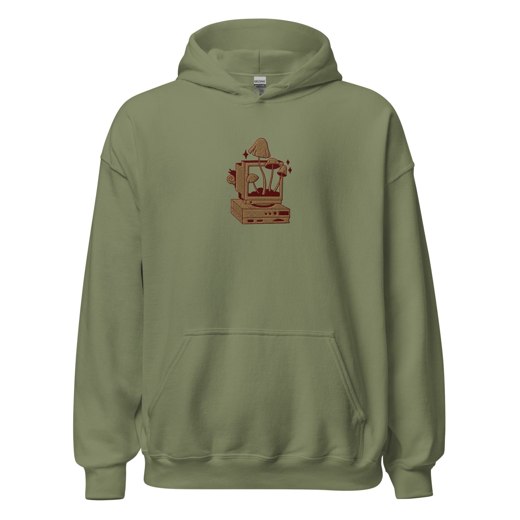 Cozy PC Gaming | Embroidered Unisex Hoodie | Cozy Gamer Threads & Thistles Inventory Military Green S