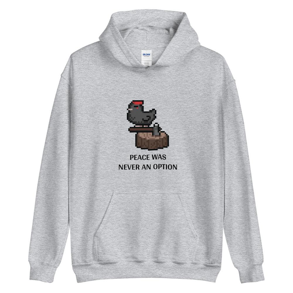 Peace Was Never an Option | Unisex Hoodie | Stardew Valley Threads and Thistles Inventory Sport Grey S