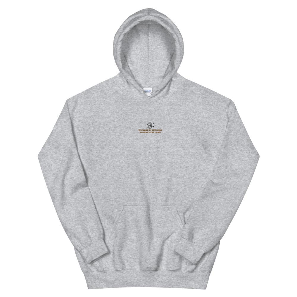 Serve the Light | Embroidered Unisex Hoodie | Assassin's Creed Threads and Thistles Inventory Sport Grey S