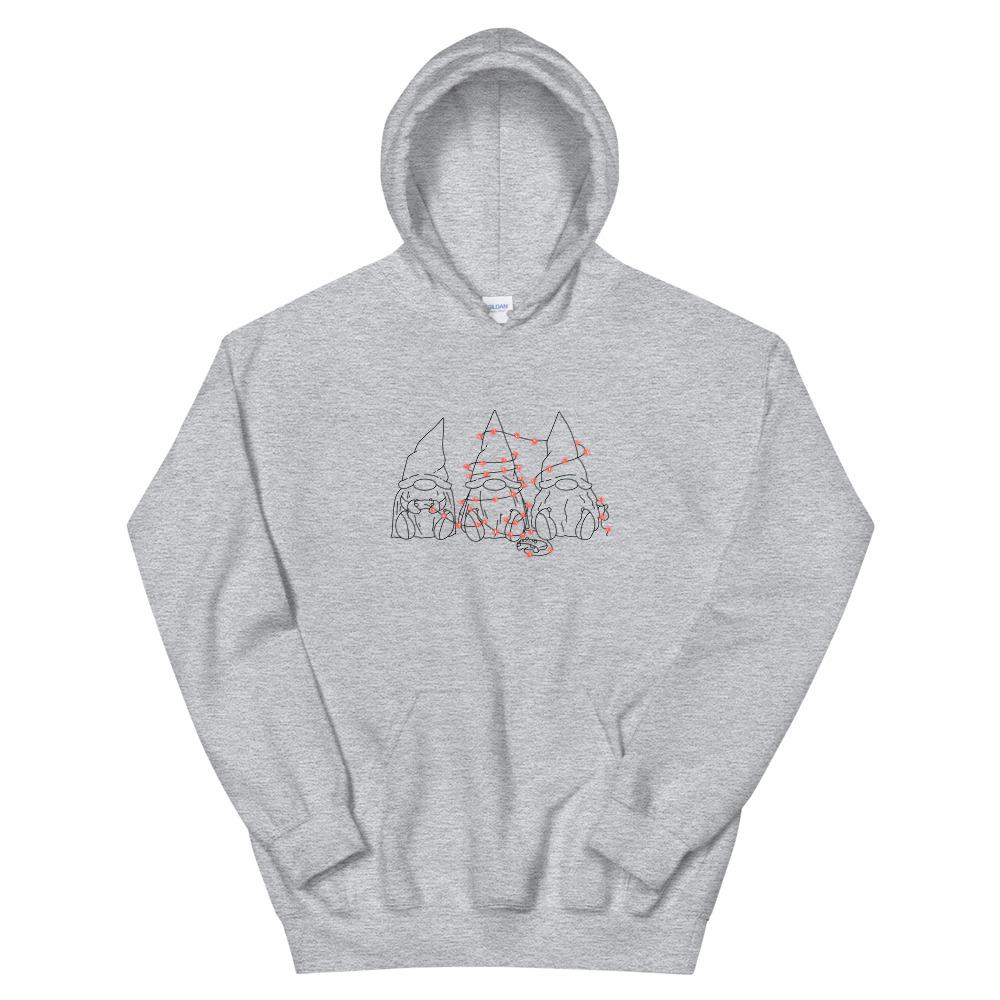 Gamer Gnome Christmas | Seasonal Unisex Hoodie Threads and Thistles Inventory Sport Grey S
